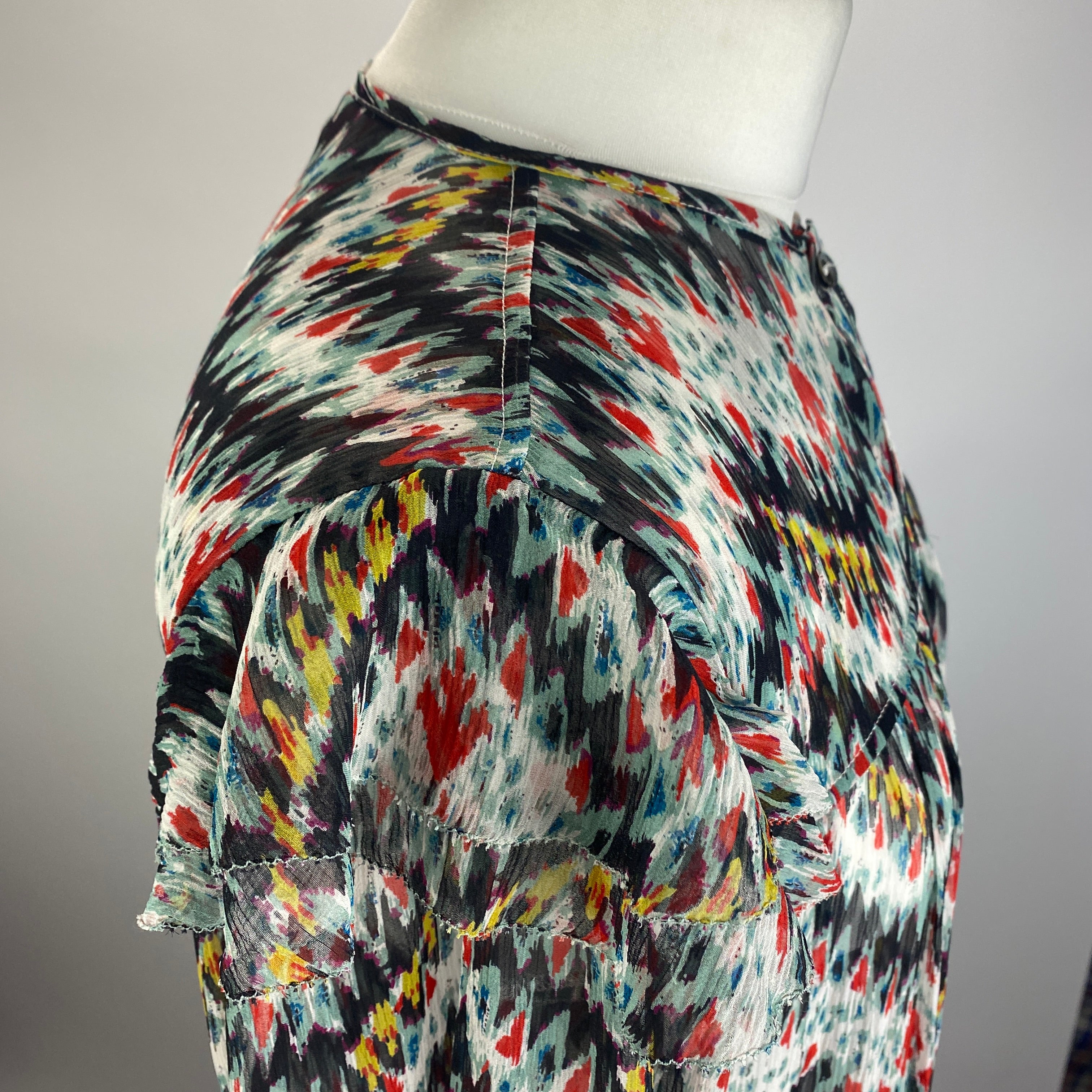 Isabel Marant Etoile New Ikat Print Silk Chiffon Maxi Dress XXS/XS