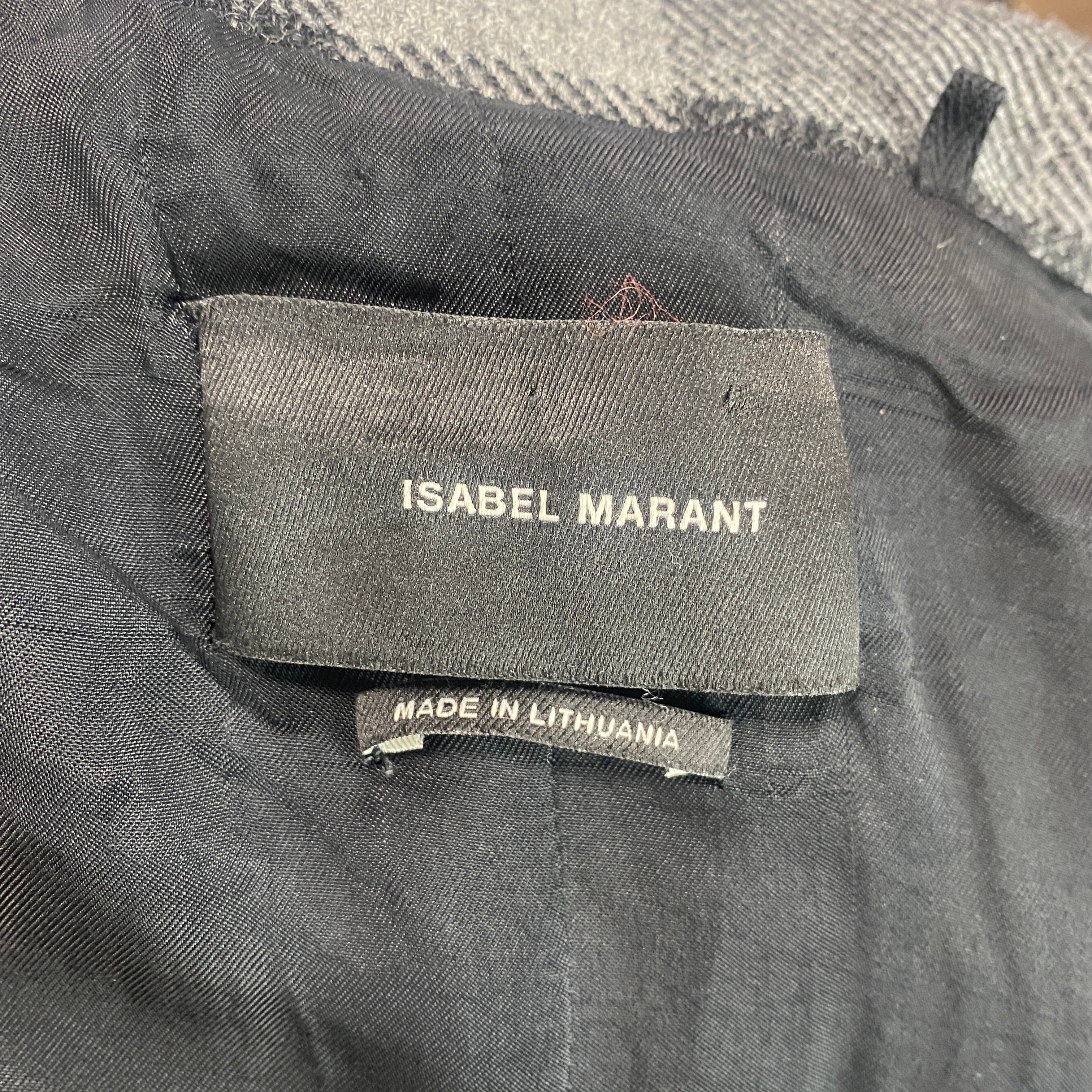 Isabel Marant Grey Check Wool Oversized Coat XS/S