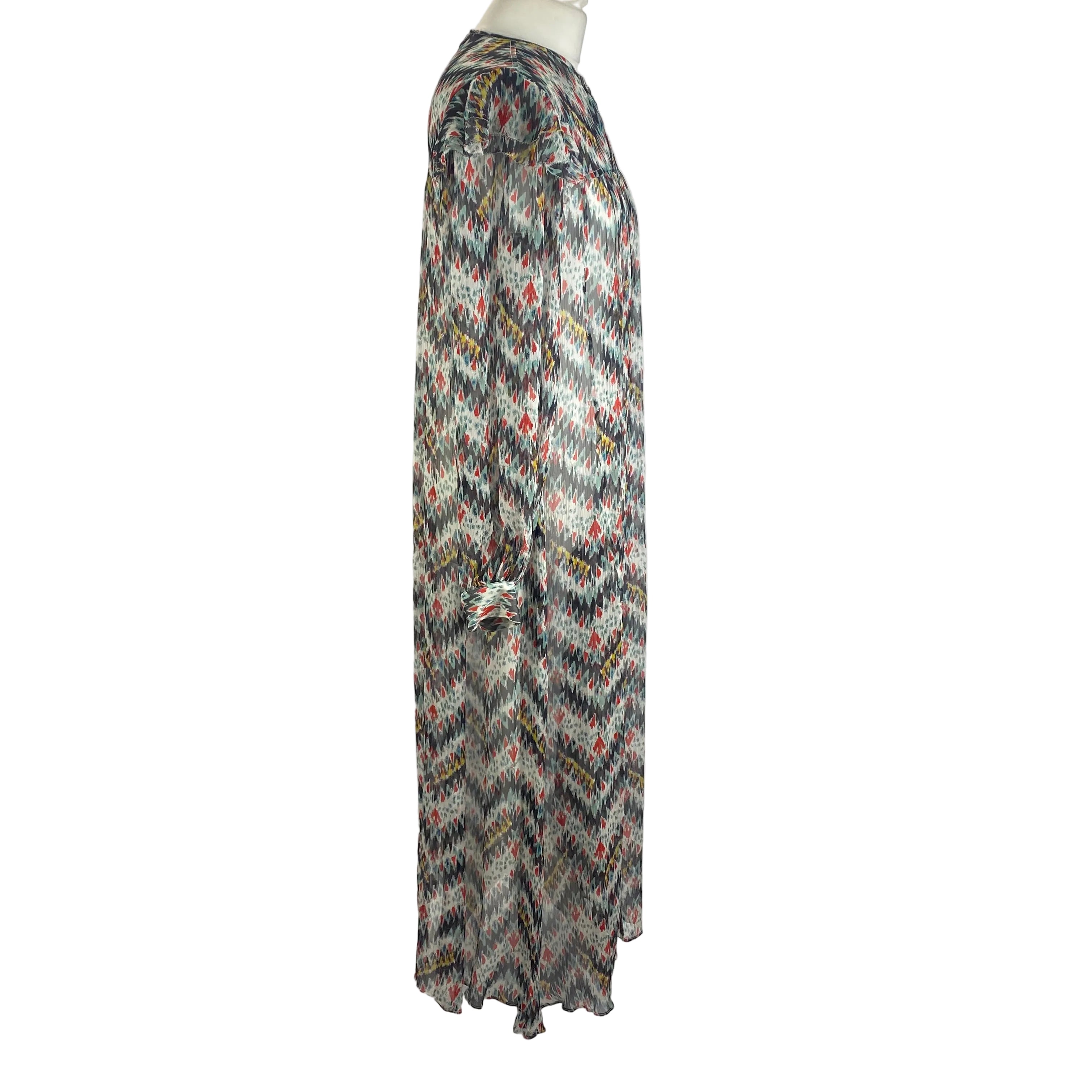 Isabel Marant Etoile New Ikat Print Silk Chiffon Maxi Dress XXS/XS