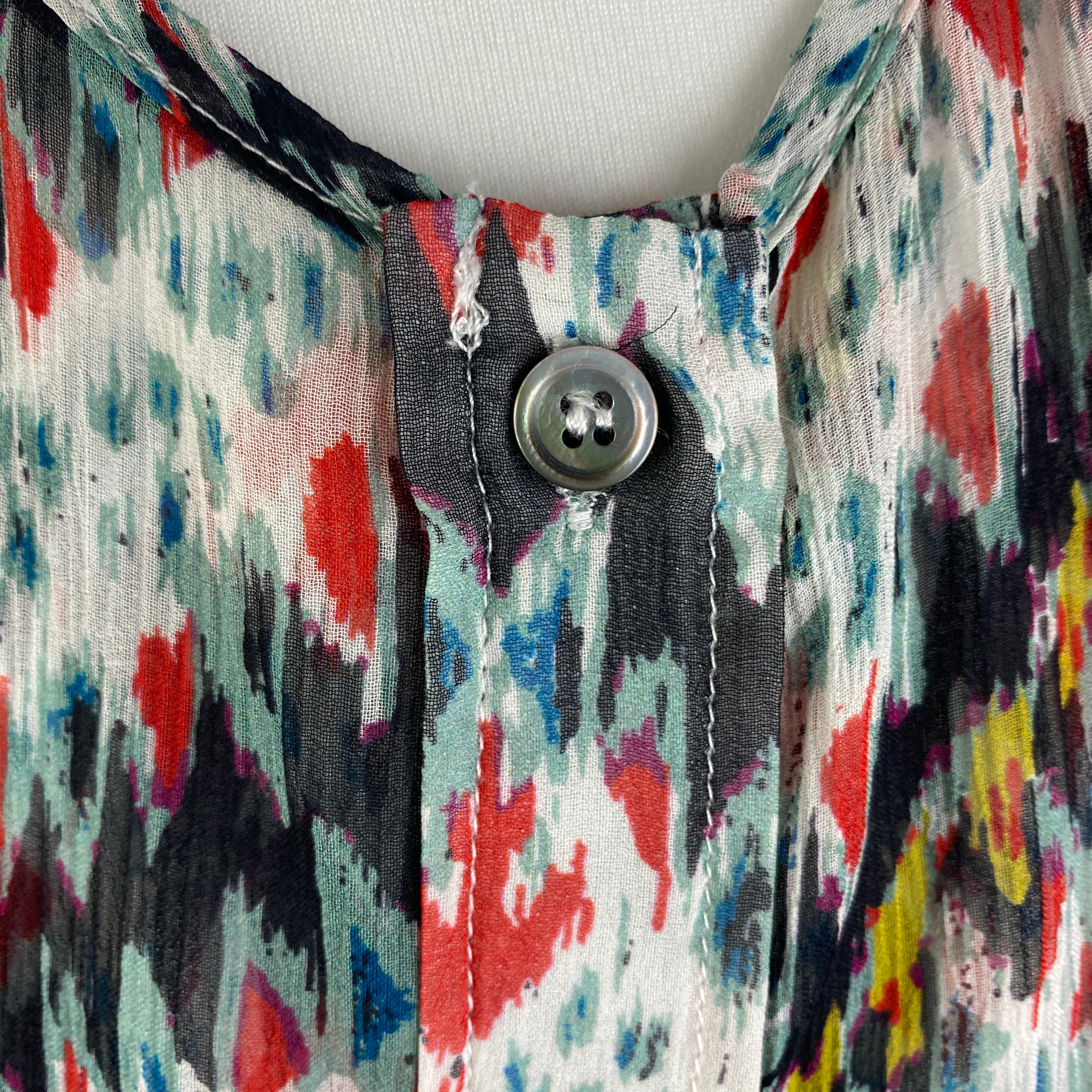 Isabel Marant Etoile New Ikat Print Silk Chiffon Maxi Dress XXS/XS