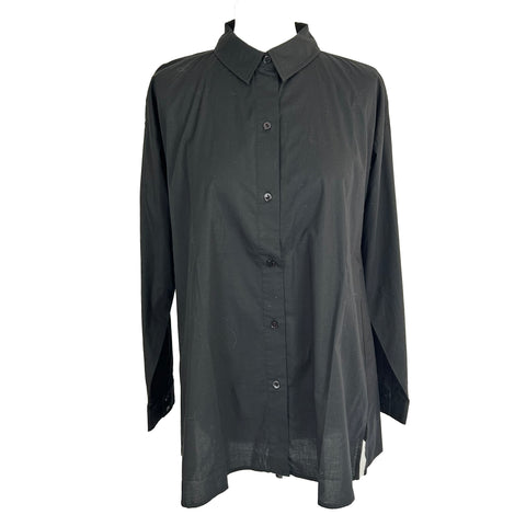 Eileen Fisher Brand New £155 Black Classic Collar Cotton Shirt XS