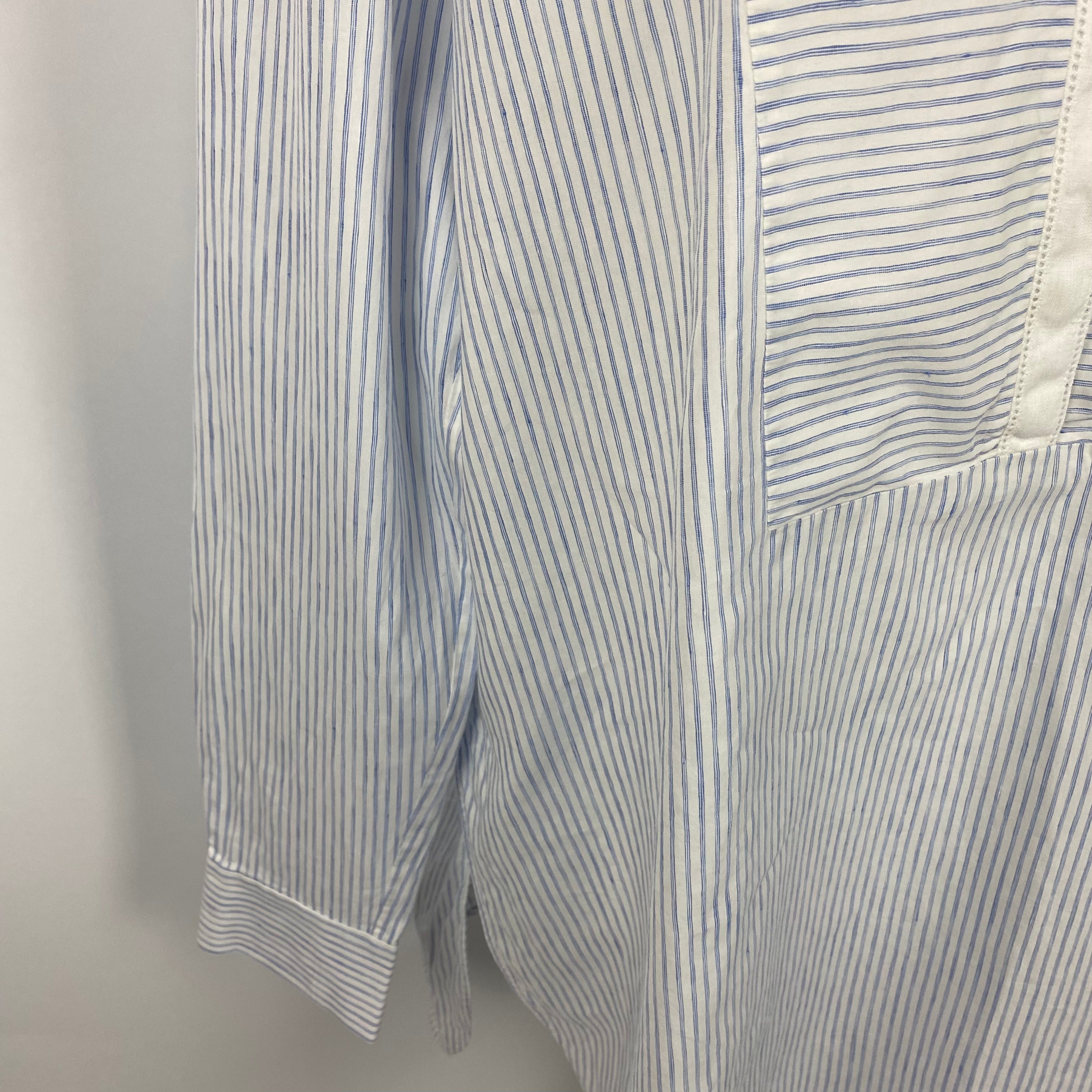 Loro Piana £1600 Blue & White Pinstripe Linen & Cotton Tunic XXL