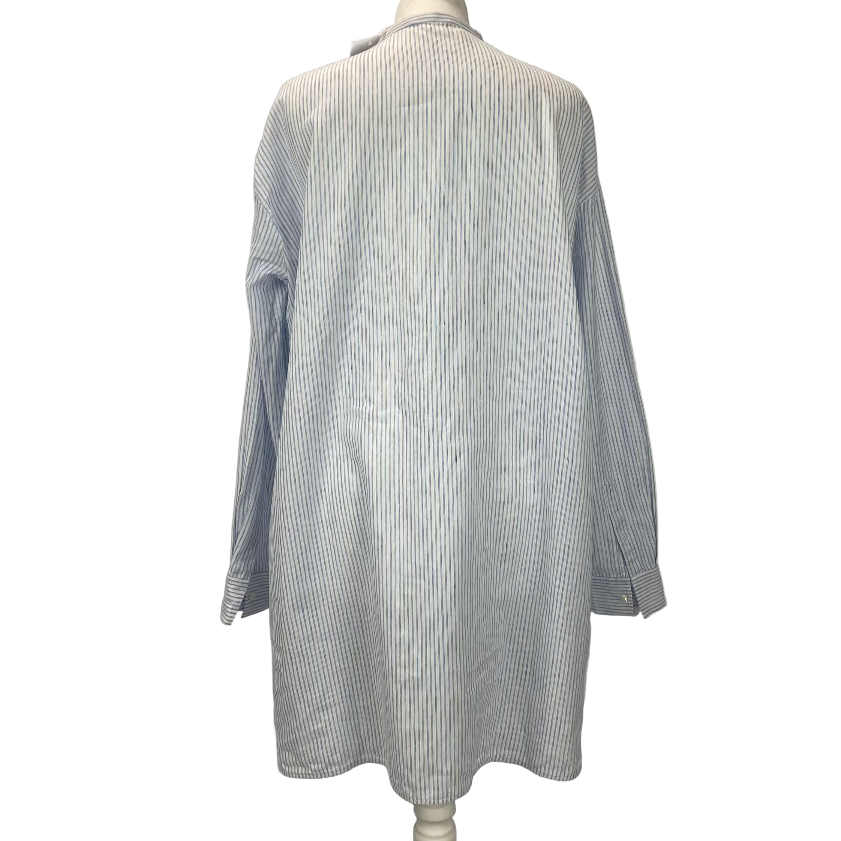 Loro Piana £1600 Blue & White Pinstripe Linen & Cotton Tunic XXL