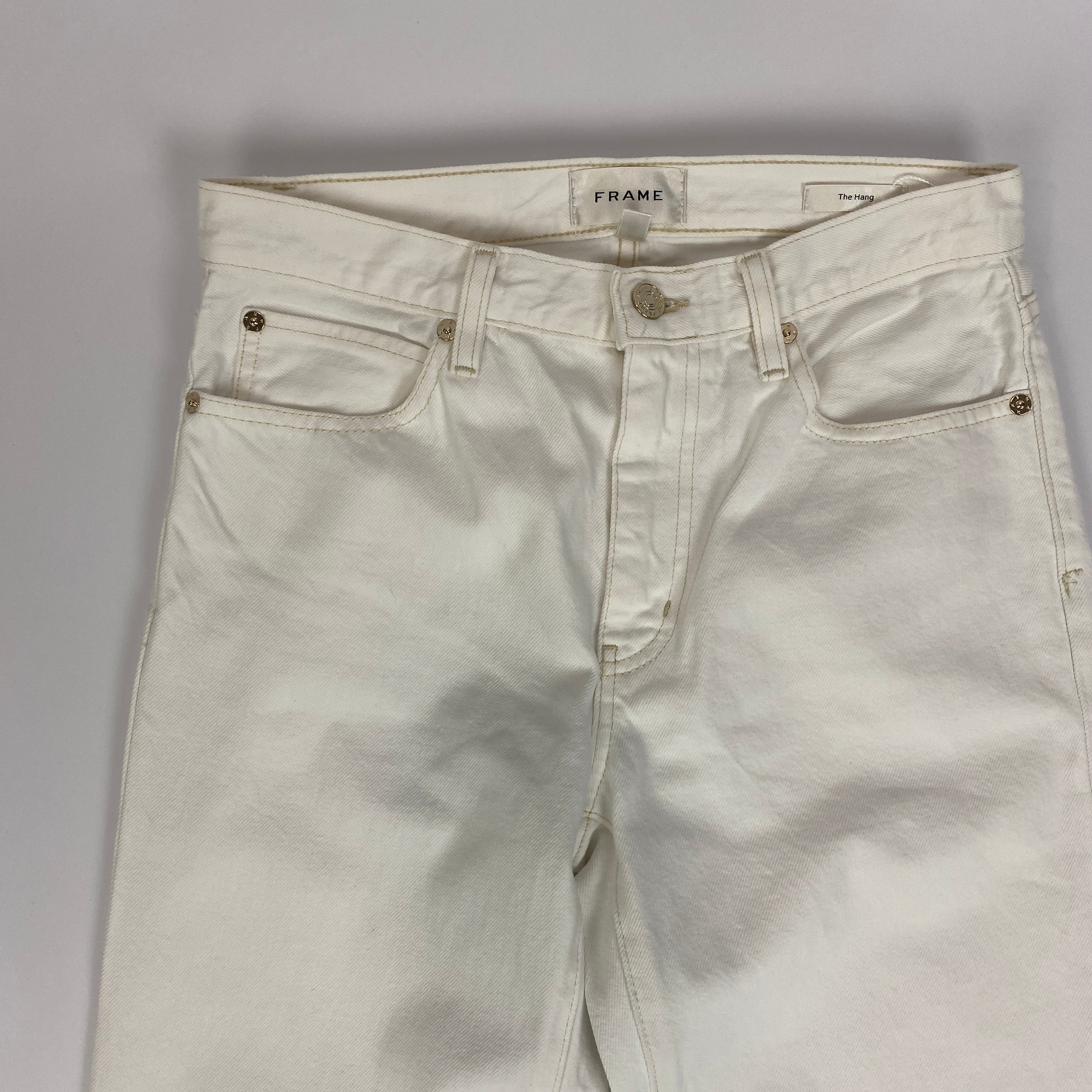 Frame £300 Ivory The Hang Crop Jeans 24