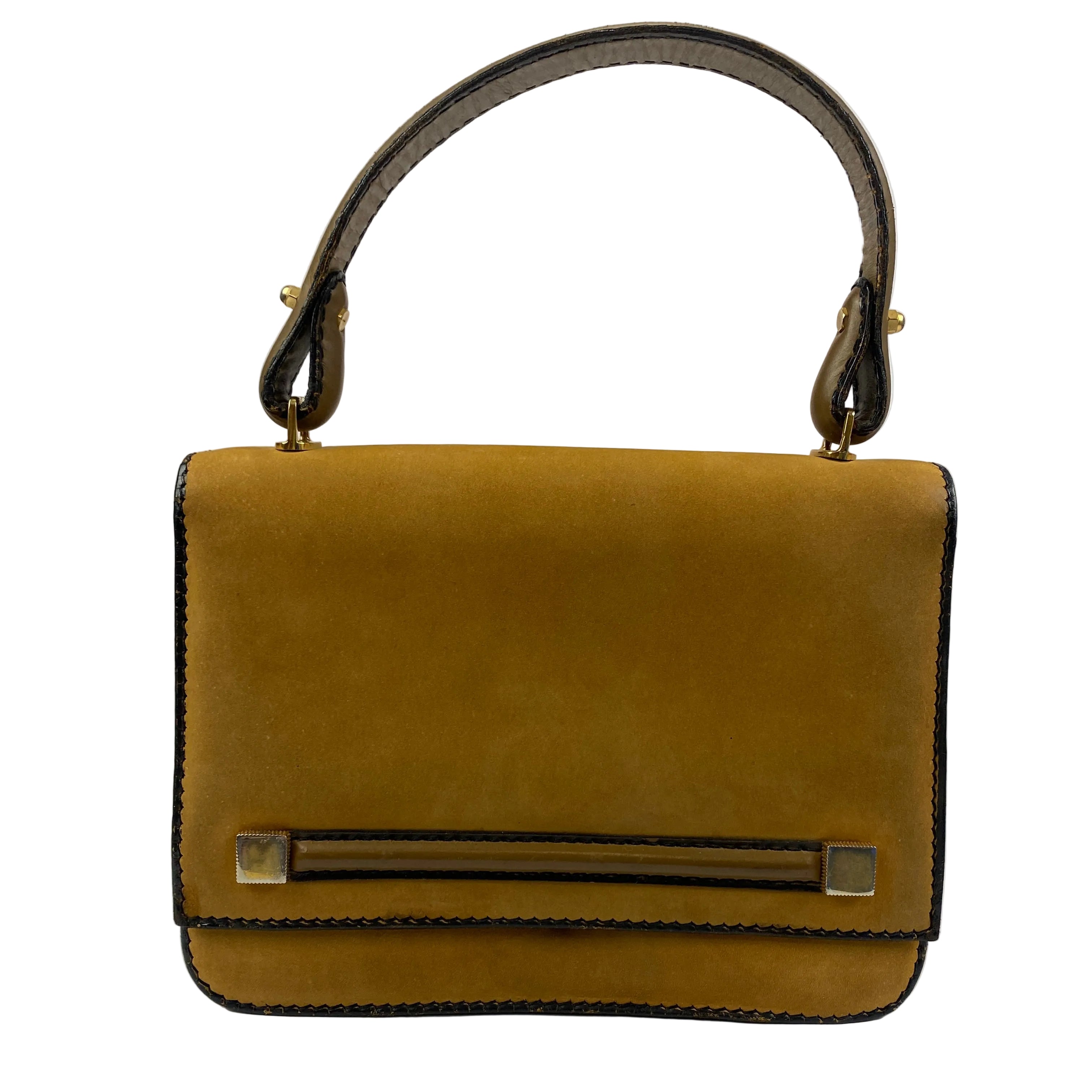 Loewe Camel Suede Flap Front Vintage Handbag