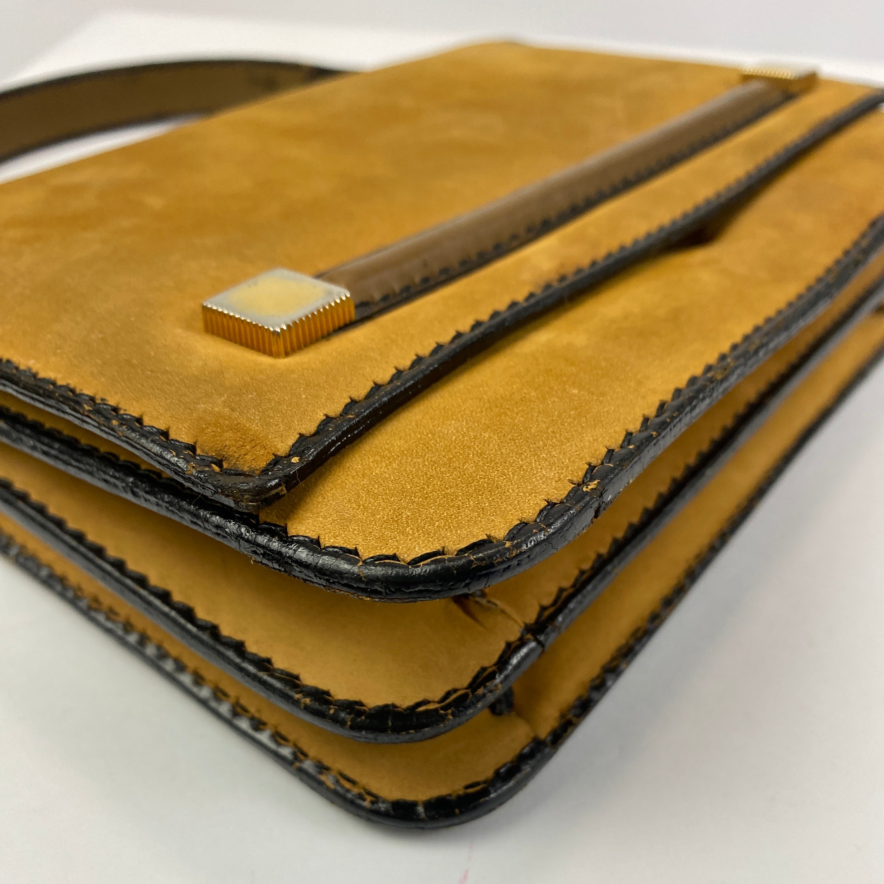 Loewe Camel Suede Flap Front Vintage Handbag