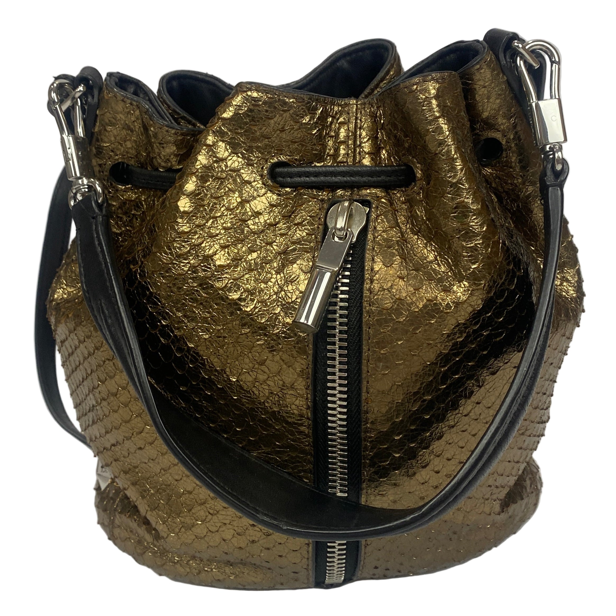 Elizabeth & James Gold Python Cynnie Bucket Bag