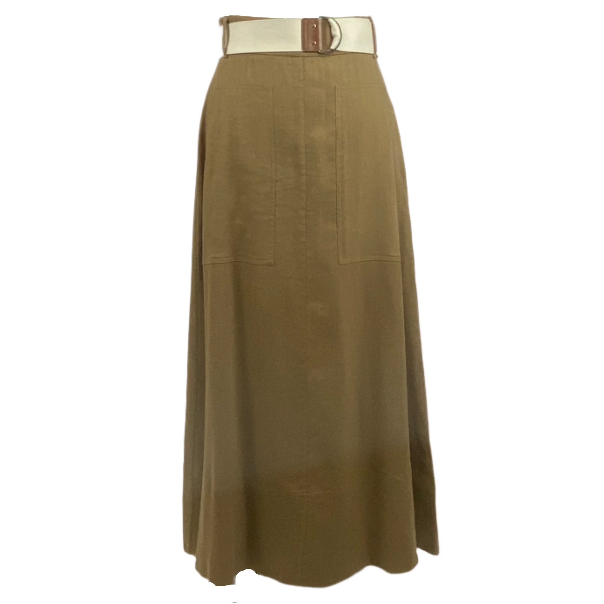 Tibi Sand Linen Mix Wrap Maxi Skirt XS