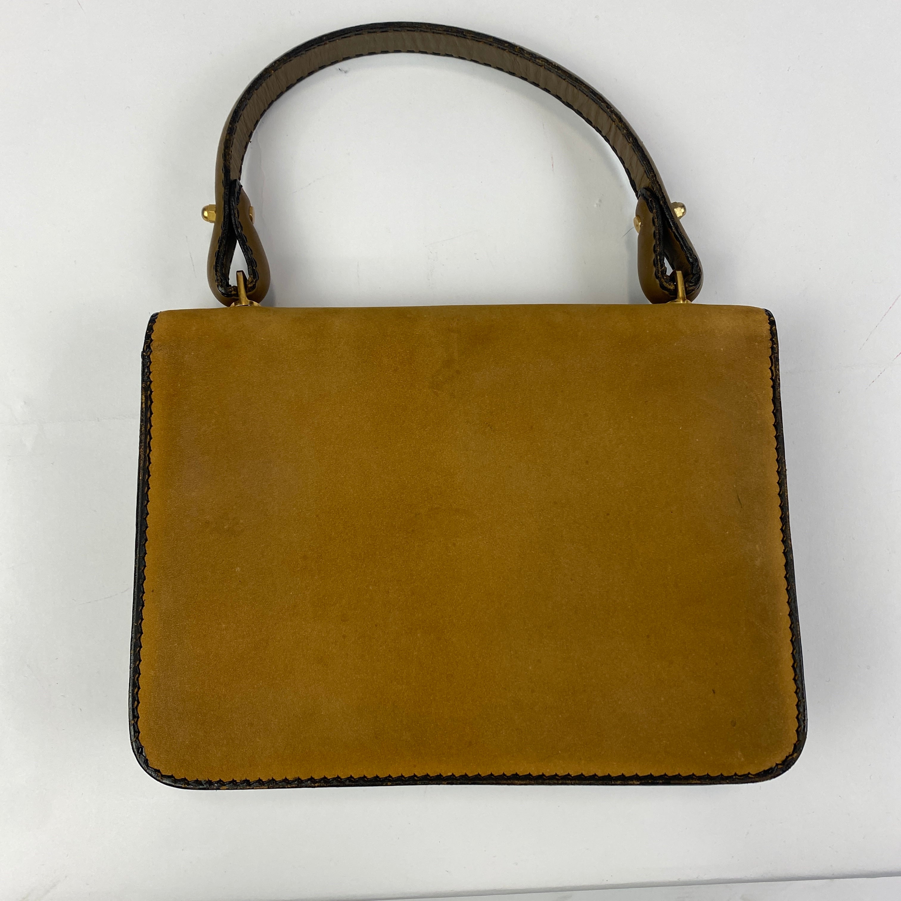 Loewe Camel Suede Flap Front Vintage Handbag