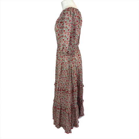 Seraphina Red Floral Print Cotton Maxi Dress L