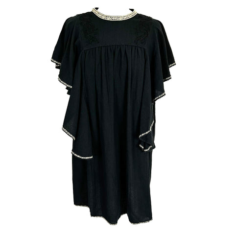 Isabel Marant Etoile Black Embroidered Reyes Tunic Dress S
