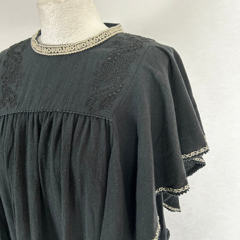 Isabel Marant Etoile Black Embroidered Reyes Tunic Dress S