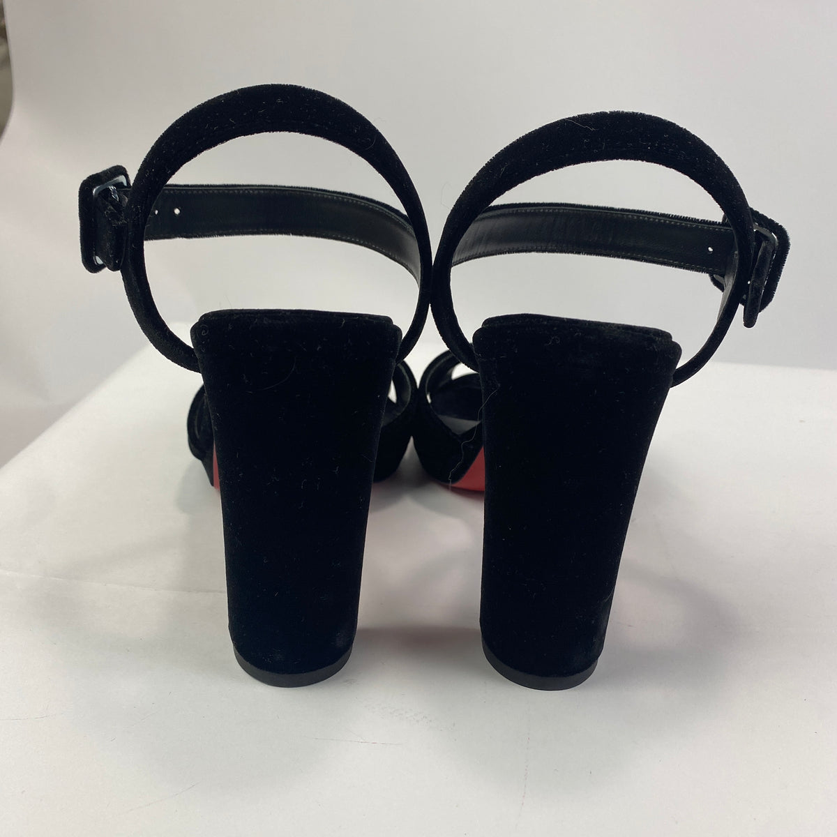 Christian Louboutin New £945 Black Velvet Cora 100 Sandals 40