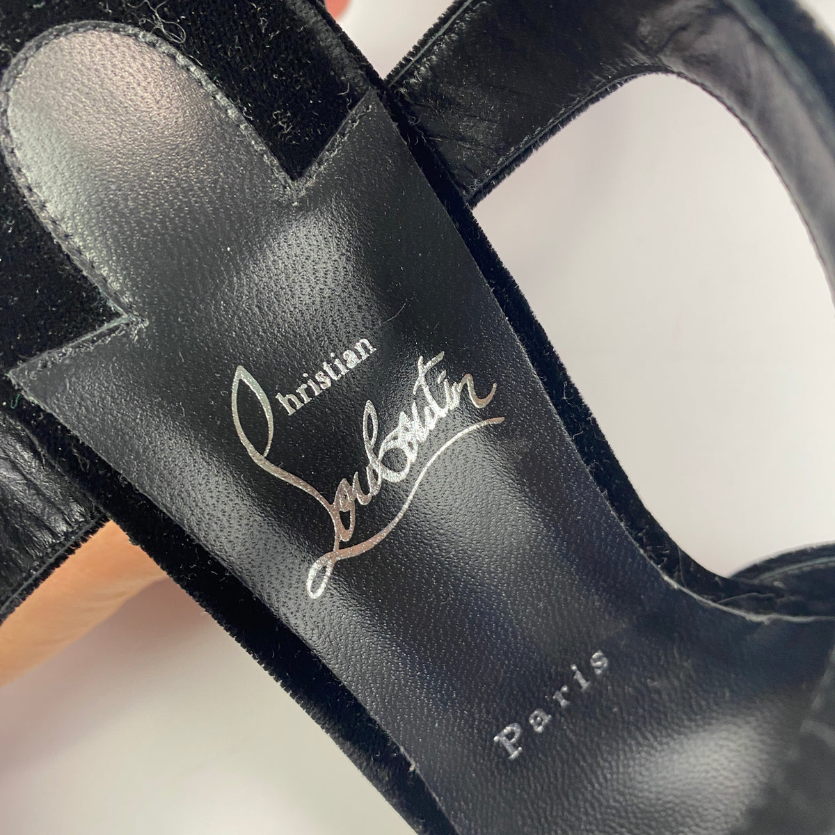 Christian Louboutin New £945 Black Velvet Cora 100 Sandals 40