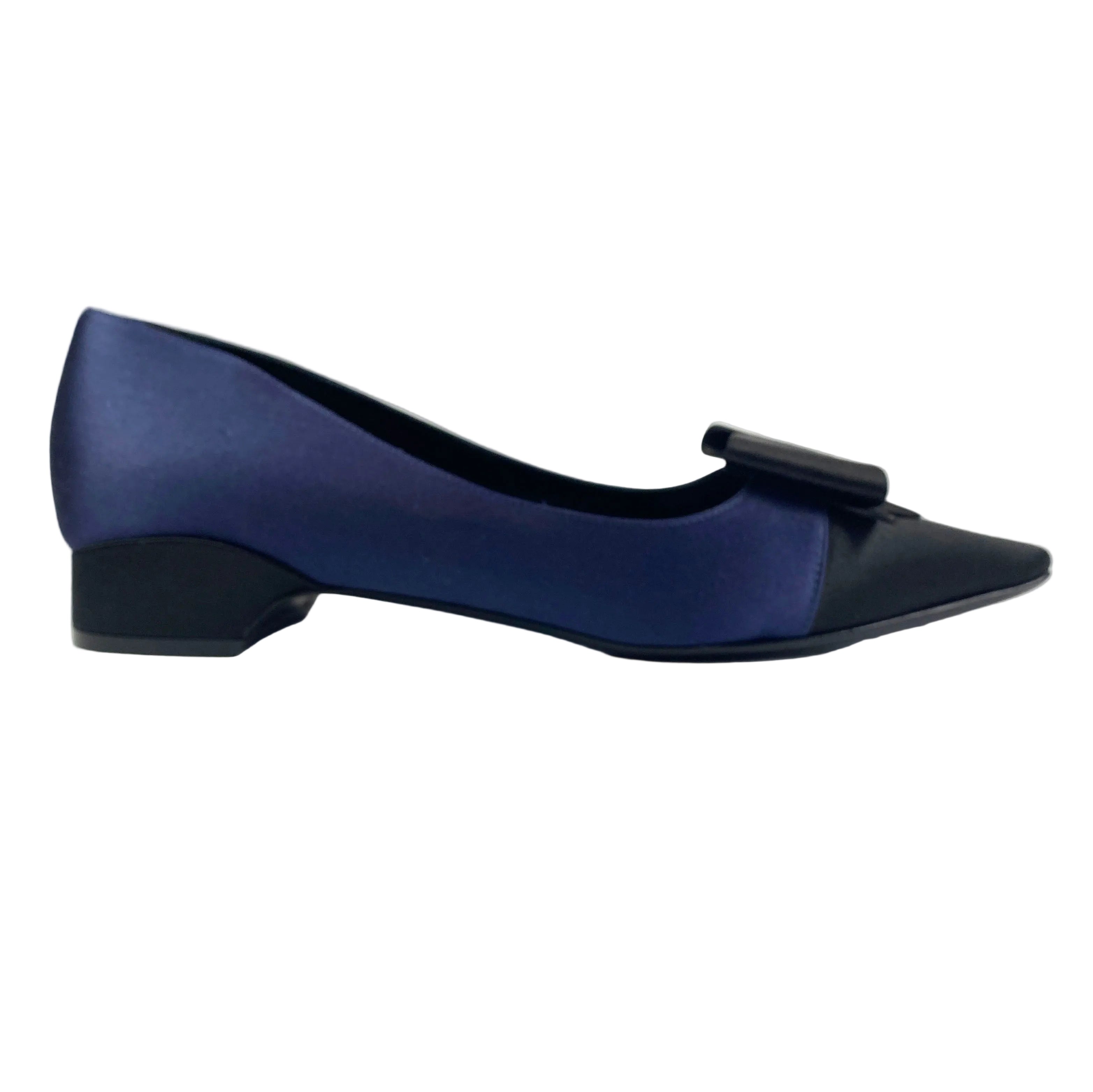 Fabrizio Viti New £440 Navy & Black Silk Bow Pumps 41