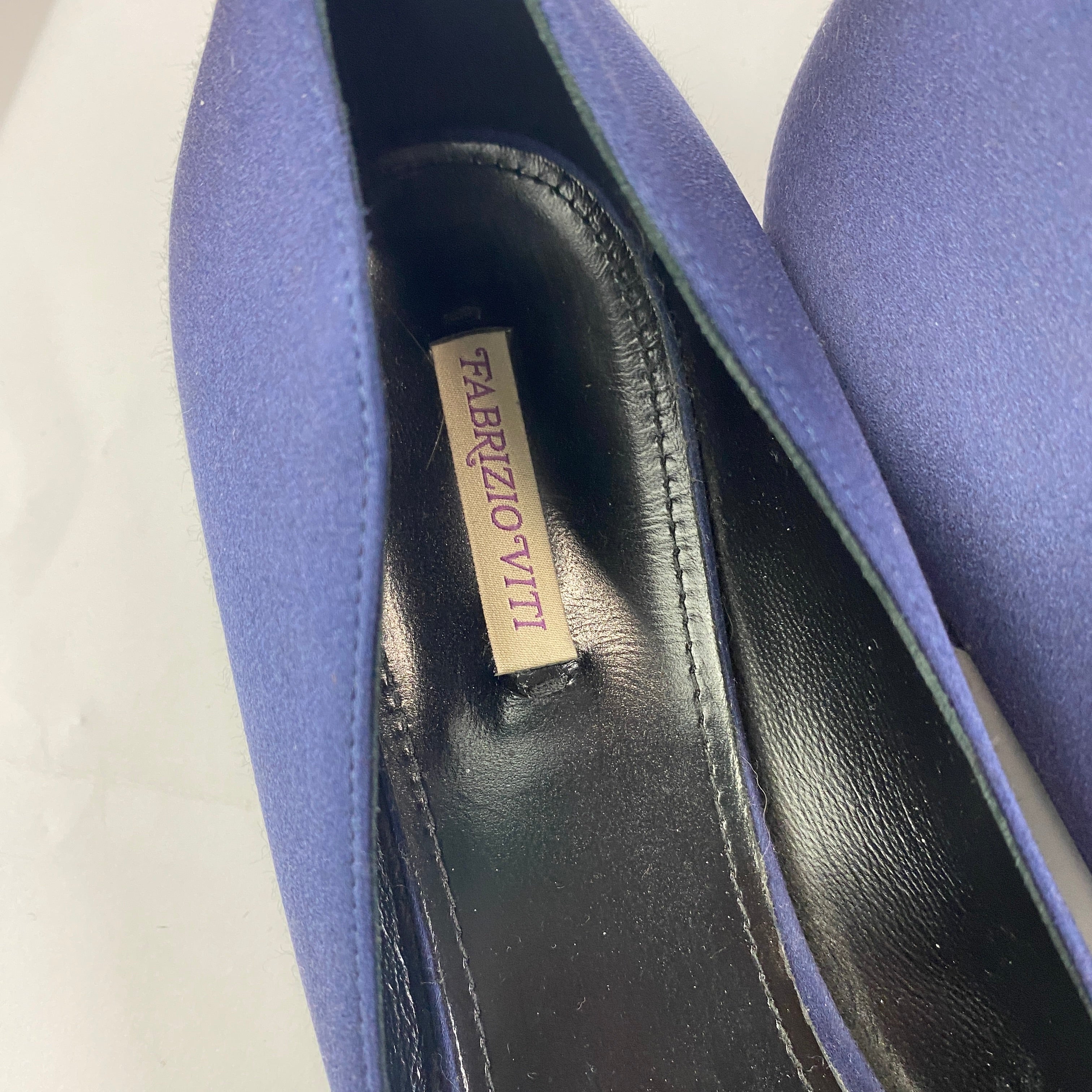Fabrizio Viti New £440 Navy & Black Silk Bow Pumps 41