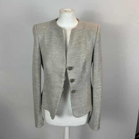 Armani Collezioni Pearl Grey Cotton Weave Jacket M