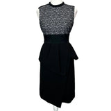 Proenza Schouler Black Thick Wool Crepe Peplum Dress XS