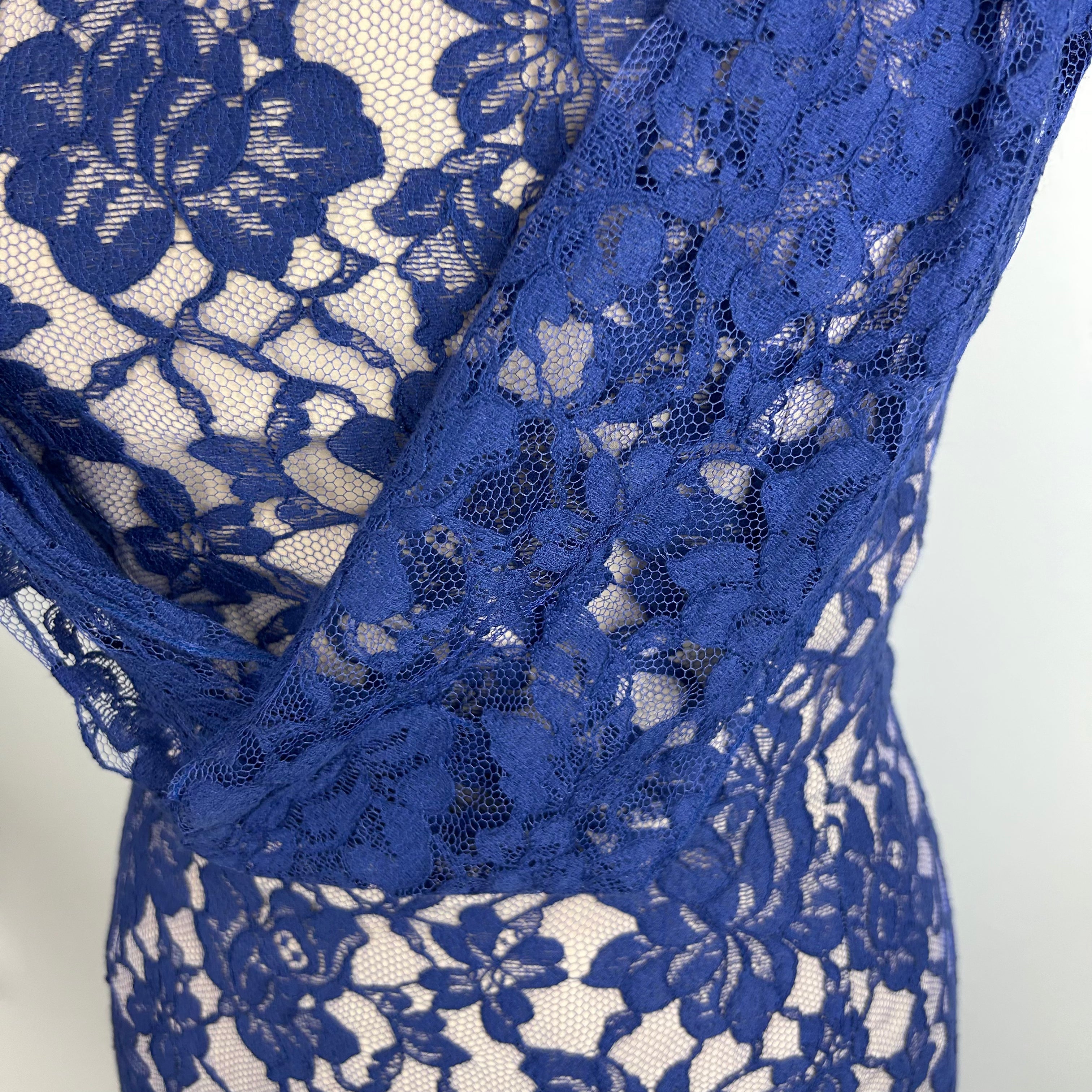 Erdem Indigo Blue Lace Midi Dress XS