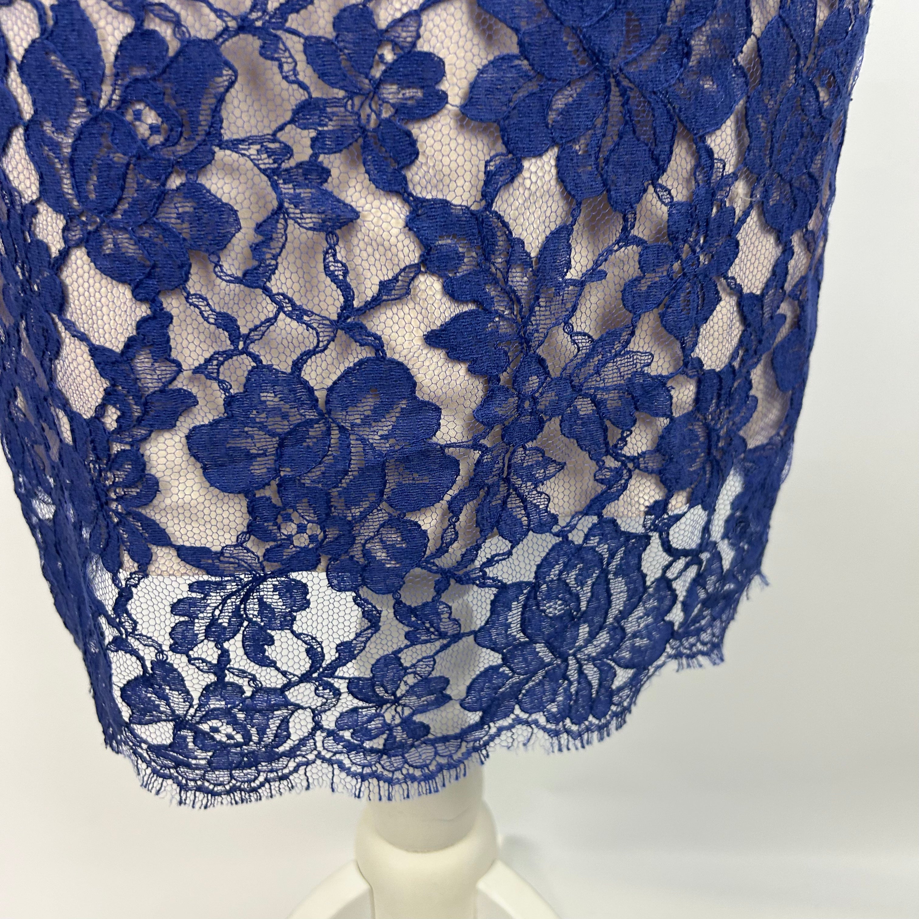 Erdem Indigo Blue Lace Midi Dress XS