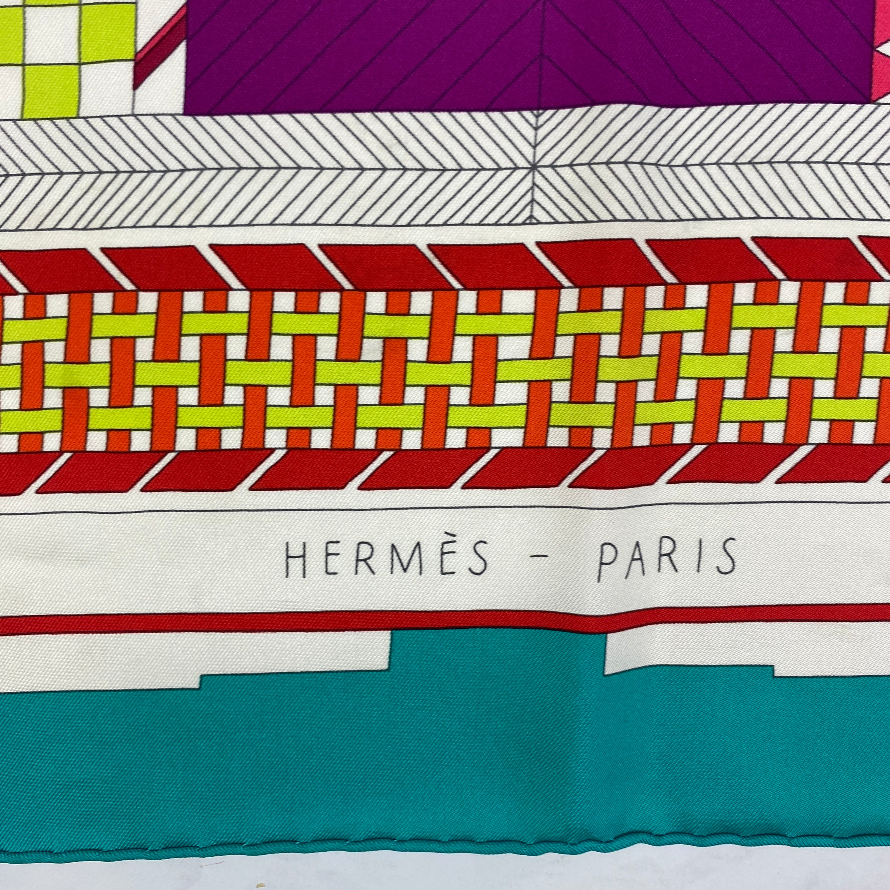Hermes Aqua Promenade Au Faubourg Silk Twill 90 Scarf