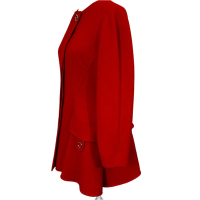 Christian Dior Scarlet Wool Crepe Bar Coat L