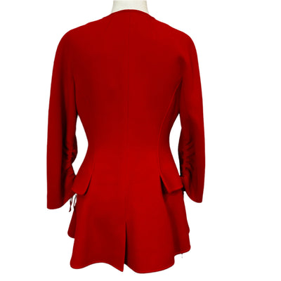 Christian Dior Scarlet Wool Crepe Bar Coat L