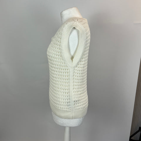 Max Mara Ecru Cotton Knit  Sleeveless Sweater M