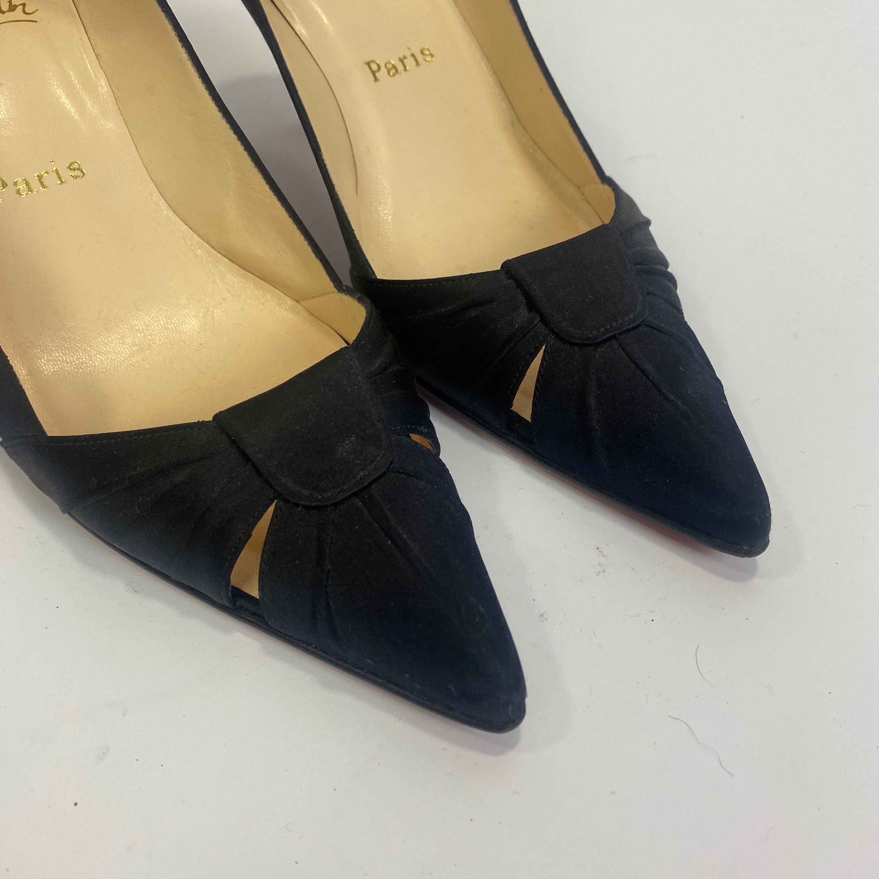 Christian Louboutin Black Satin 70 Heels 37