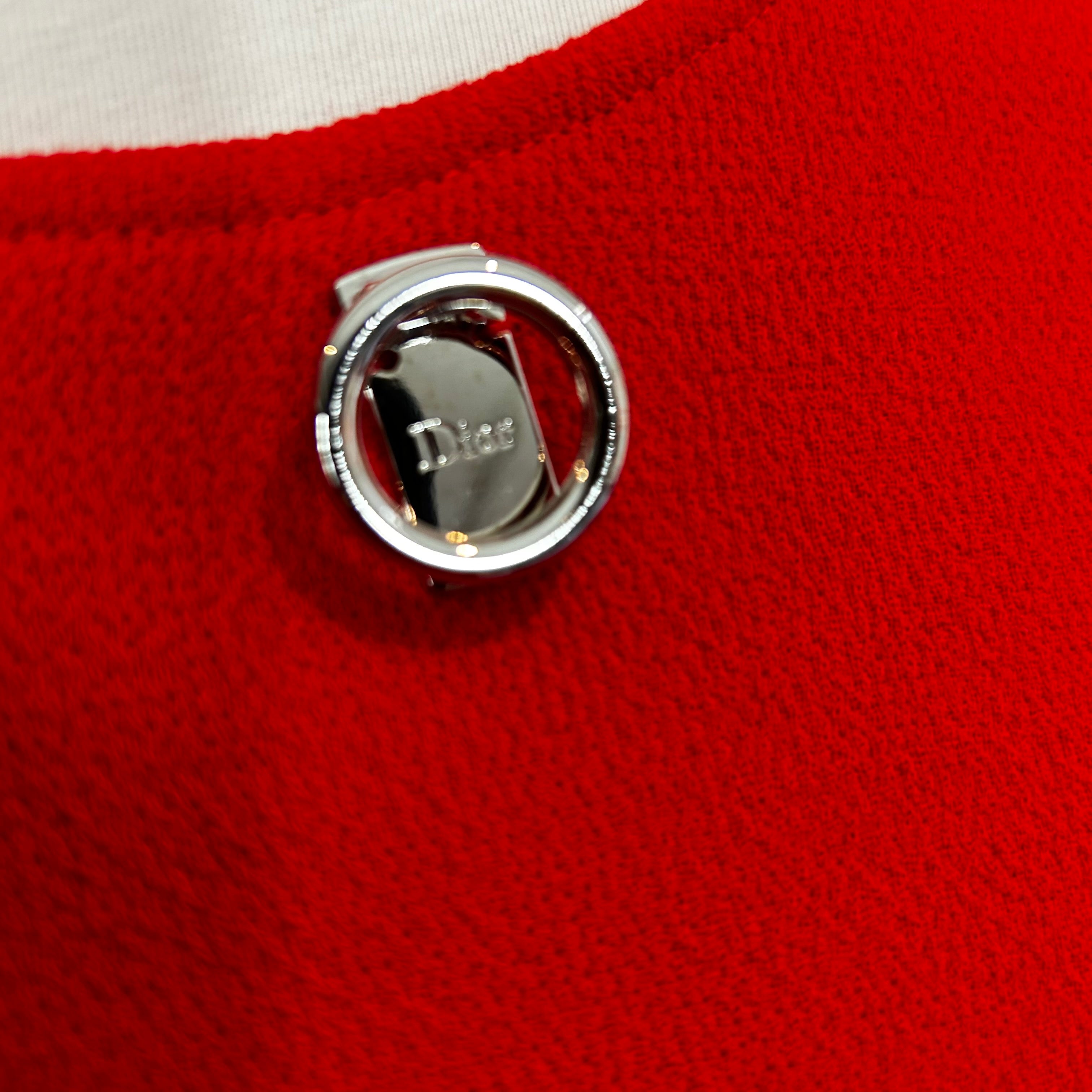 Christian Dior Scarlet Wool Crepe Bar Coat L