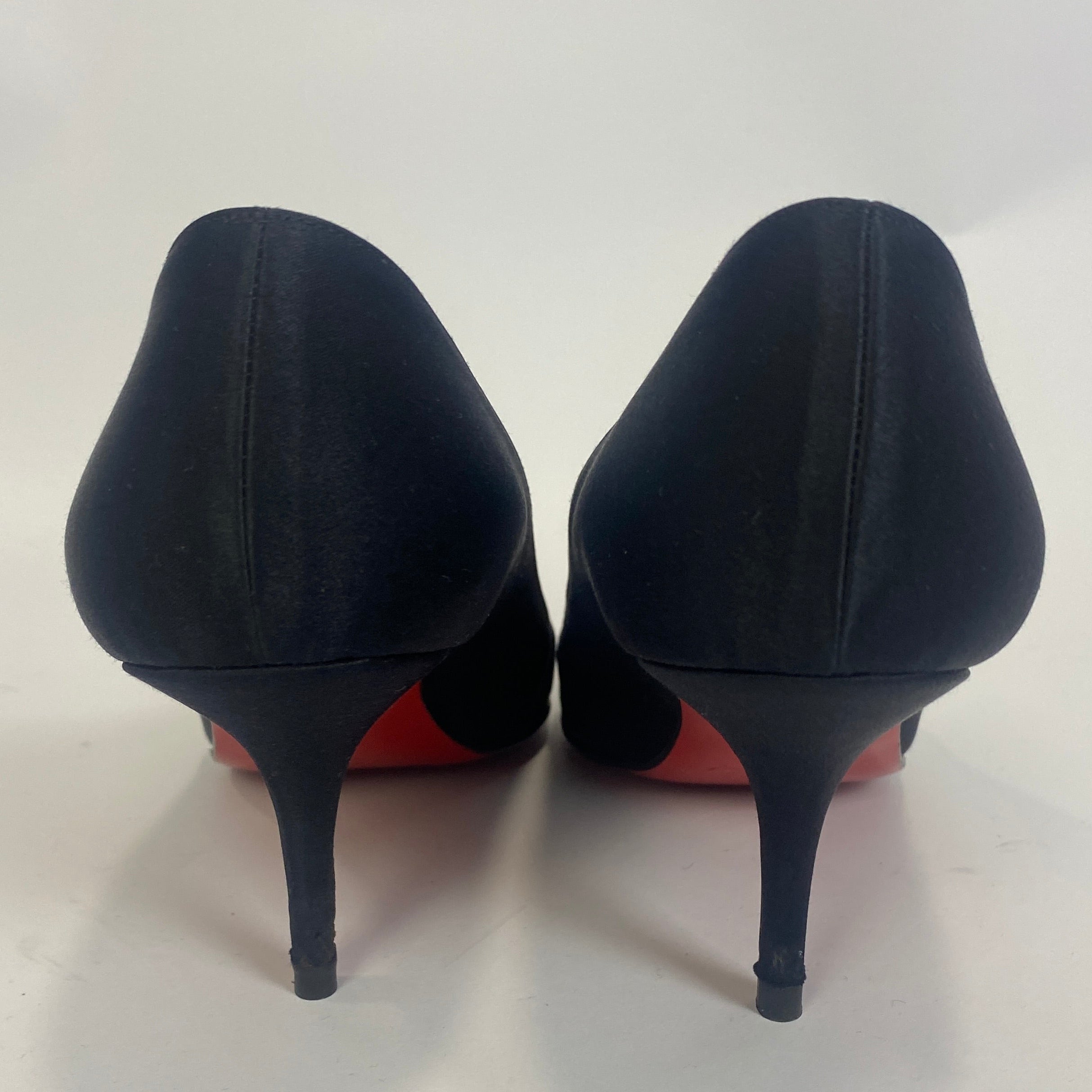 Christian Louboutin Black Satin 70 Heels 37