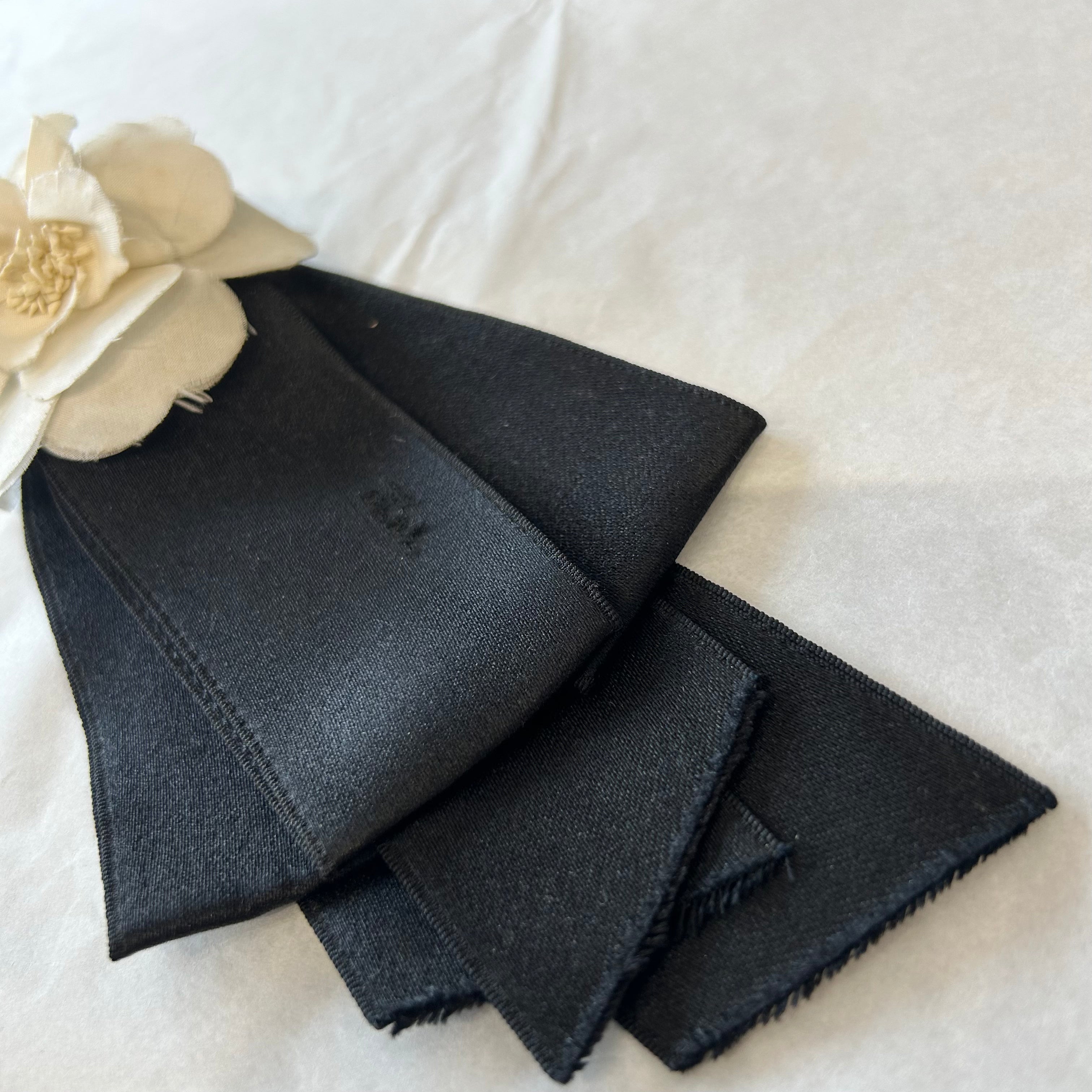 Chanel Black Silk & Cream Camellia Rare Brooch