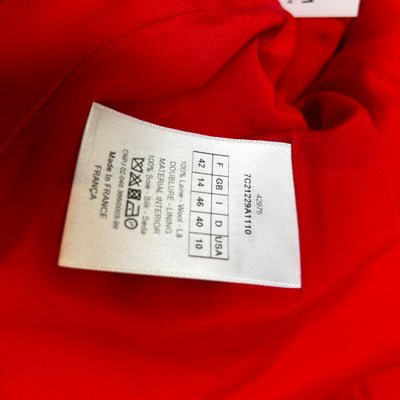 Christian Dior Scarlet Wool Crepe Bar Coat L