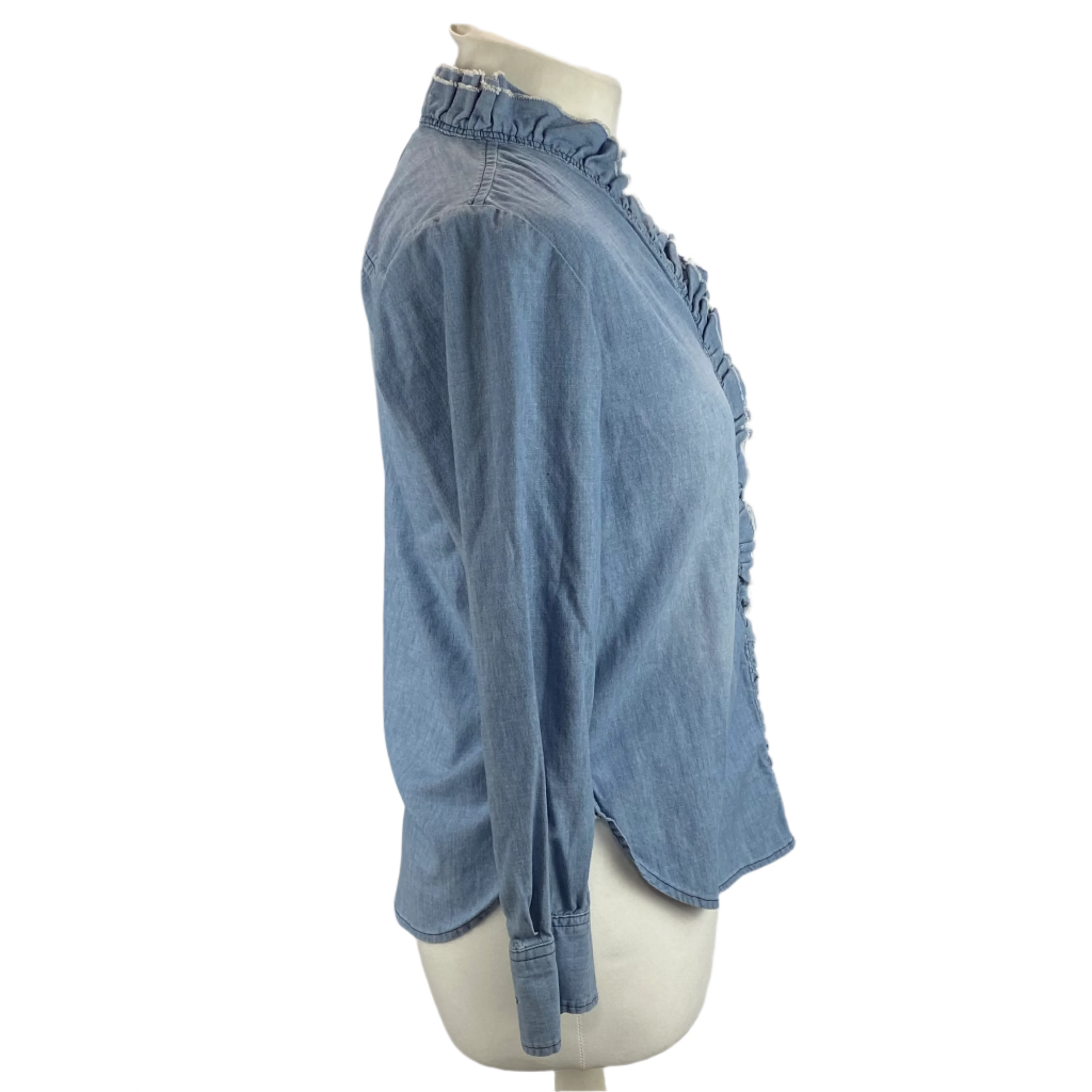 Isabel Marant Etoile Ruffle Trimmed Denim Shirt XS