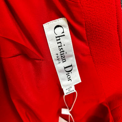 Christian Dior Scarlet Wool Crepe Bar Coat L