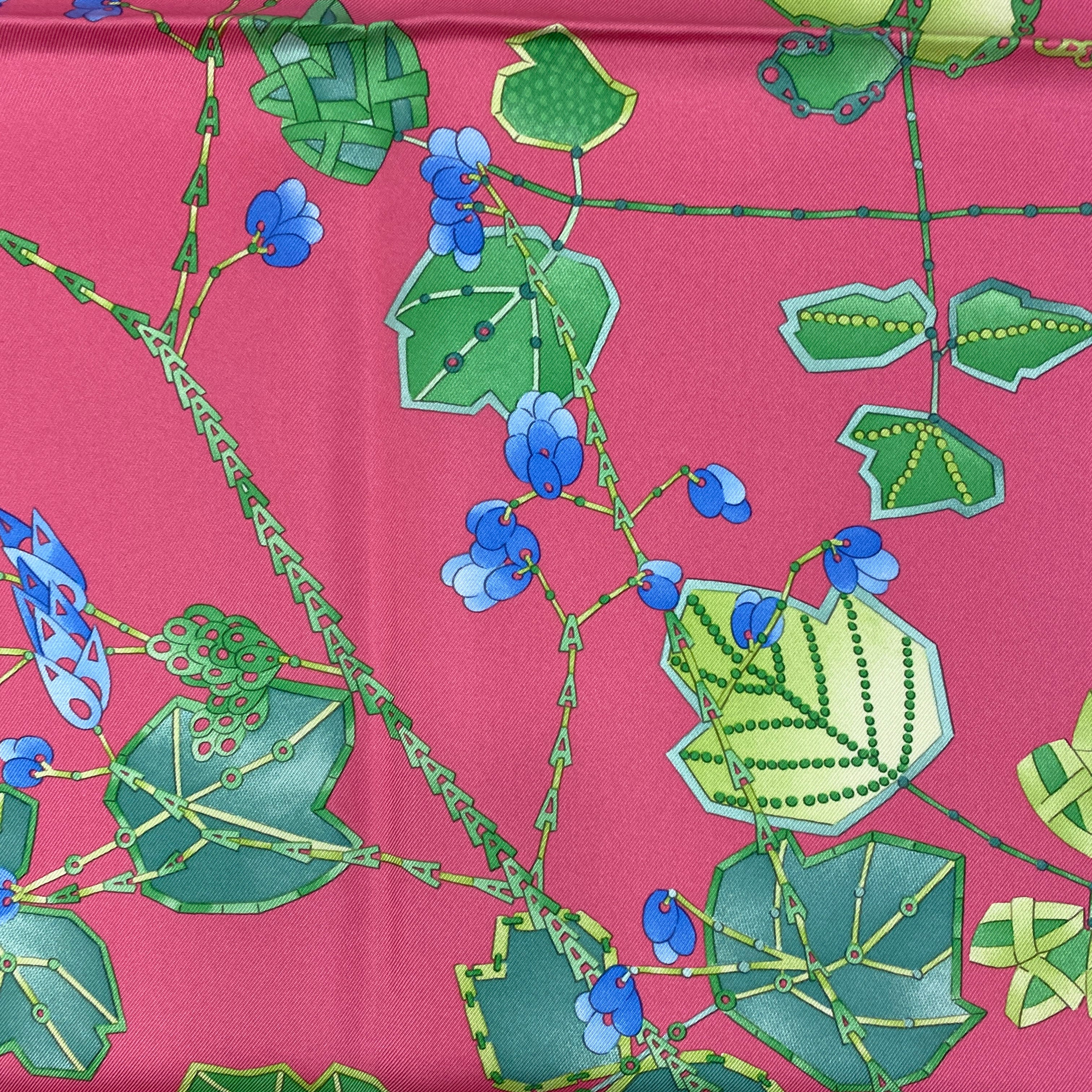 Asprey New £500 Pink Floral Chain Silk Twill 90 Scarf