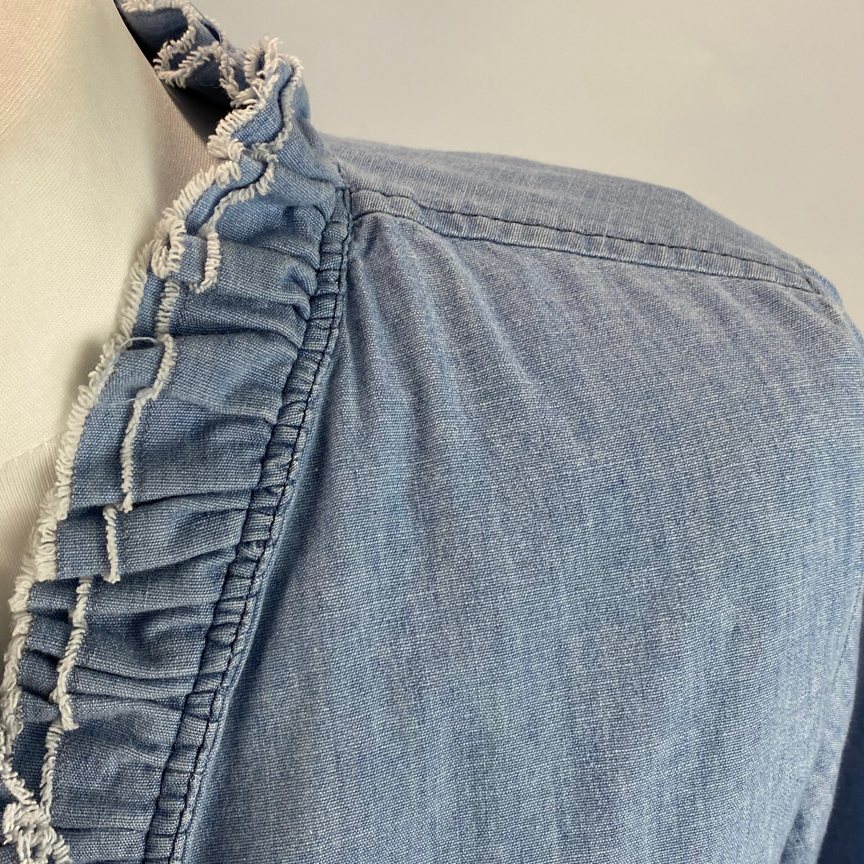 Isabel Marant Etoile Ruffle Trimmed Denim Shirt XS