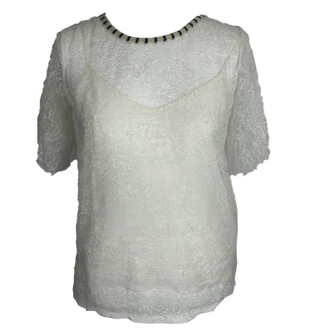 Forte Forte Ivory Lace T-Shirt Top S