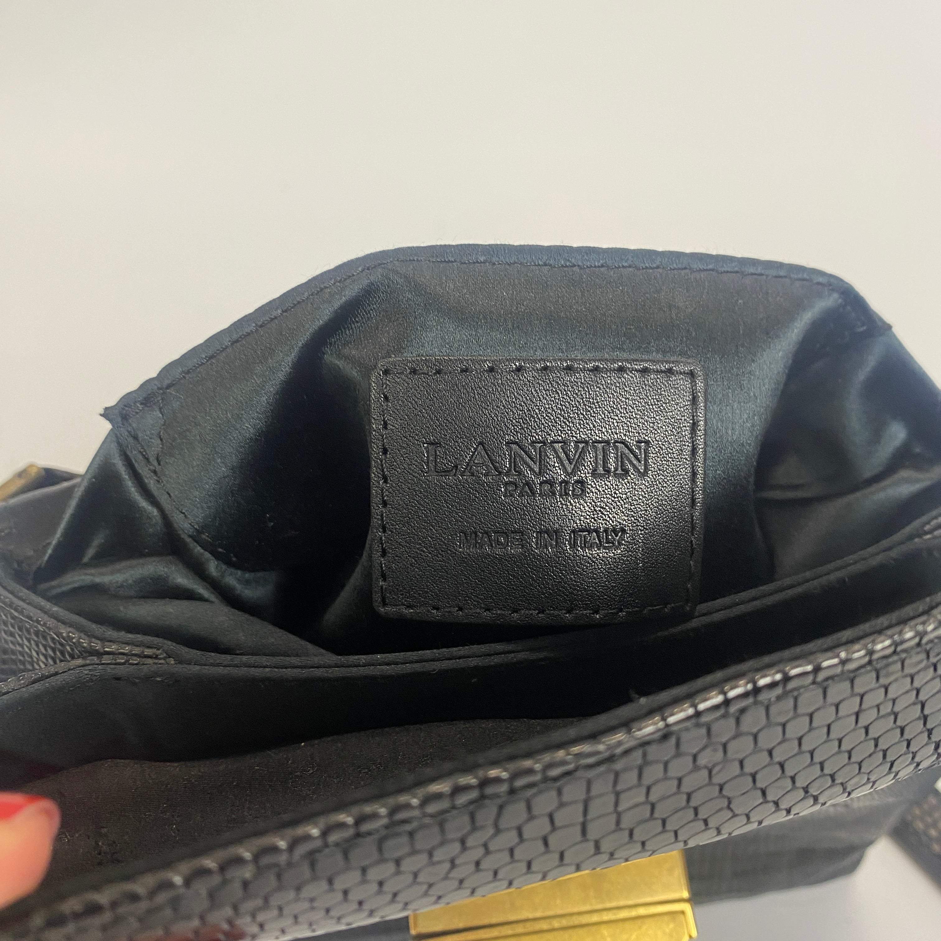 Lanvin £1390 Black Vintage Jesus Lizard Flap Small Handbag