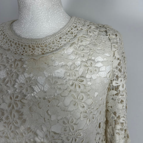 Isabel Marant Etoile White Floral Lace Midi Shift Dress XS