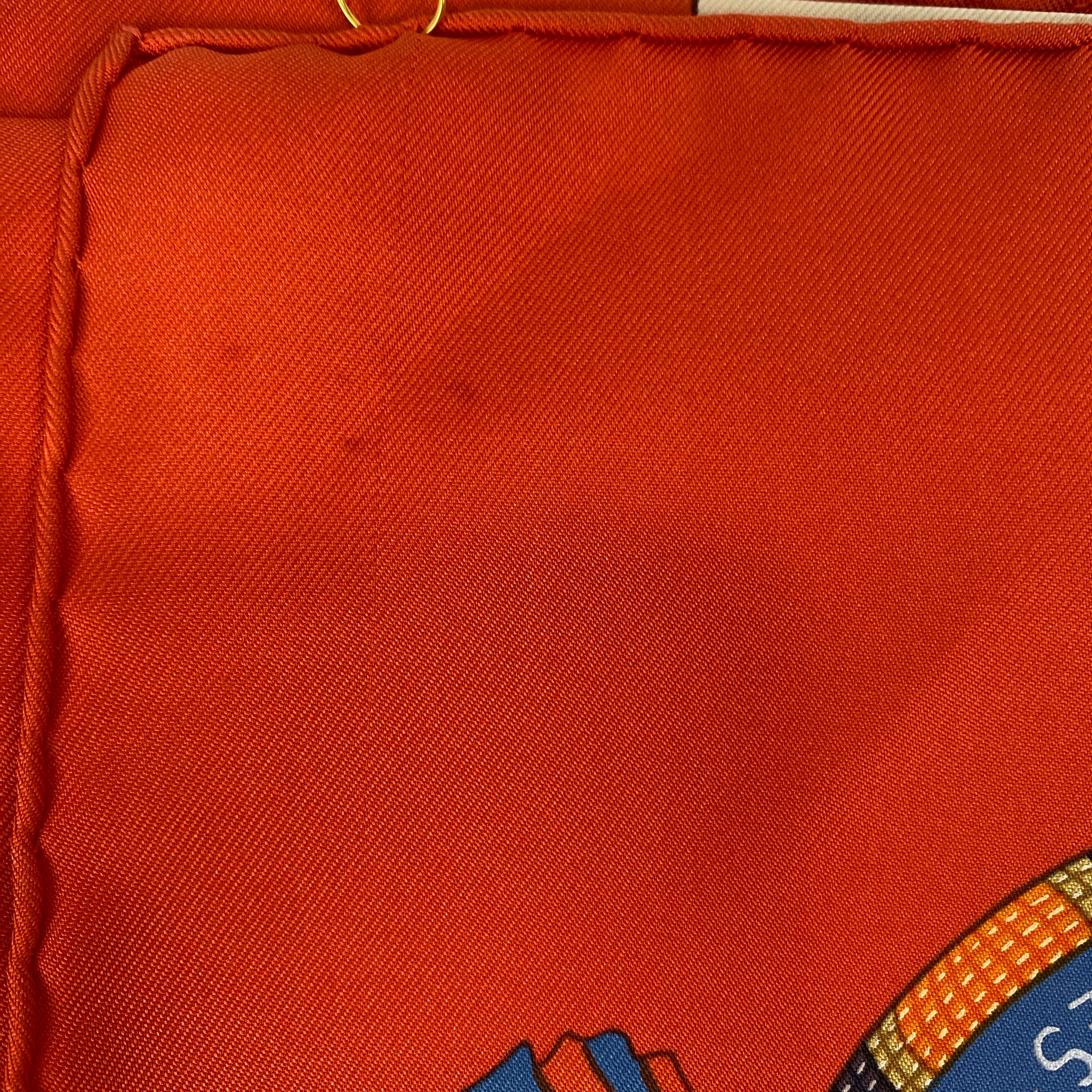 Hermes Orange L'Art Indien Des Plaines Silk Twill 90 Scarf