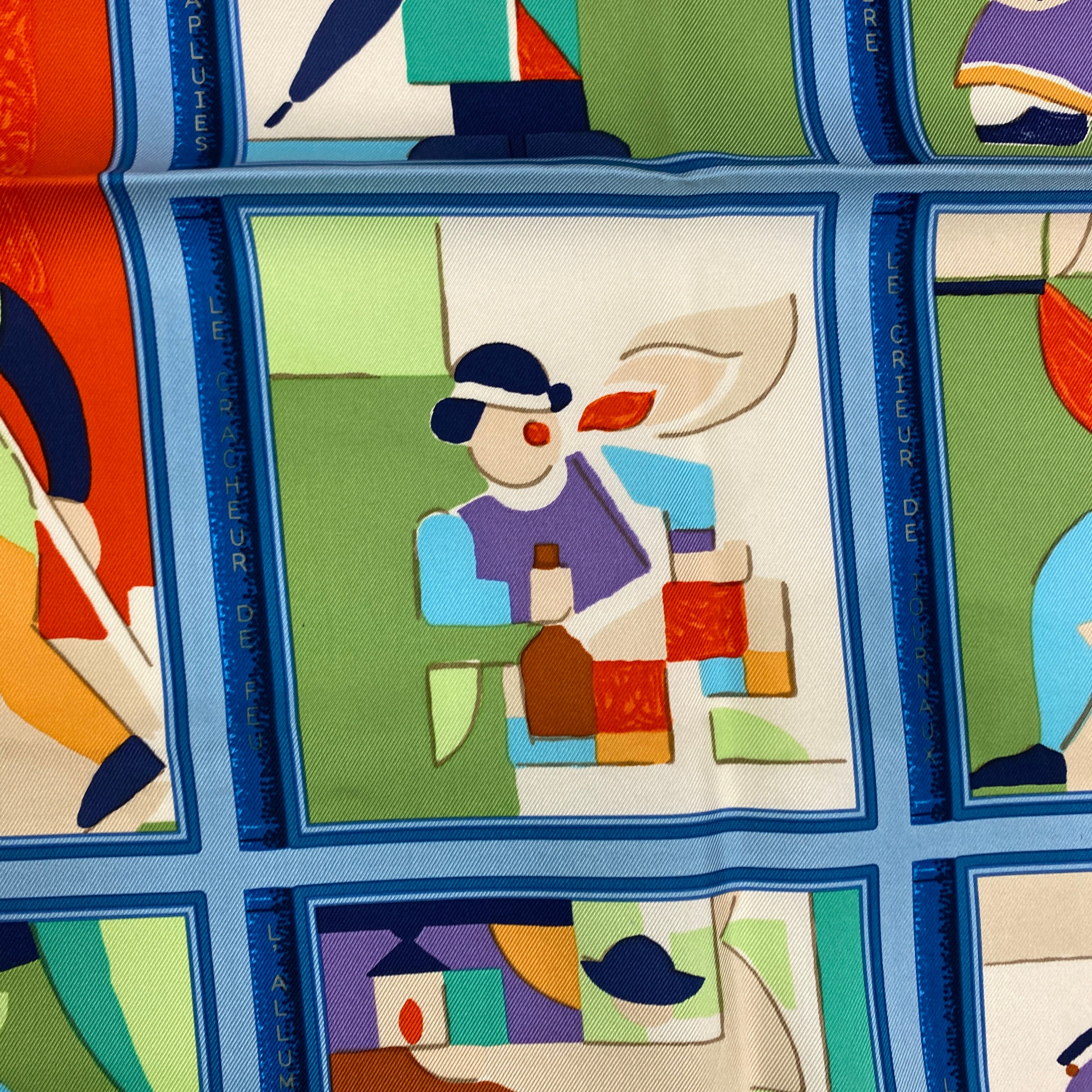 Hermes New Cornflower Les Petits Metiers De Paris Silk Twill 90 Scarf