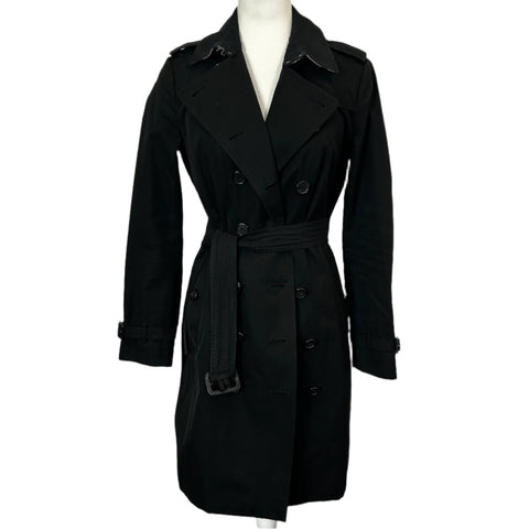 Burberry £1890 Black Classic Sandringham Trench Coat M