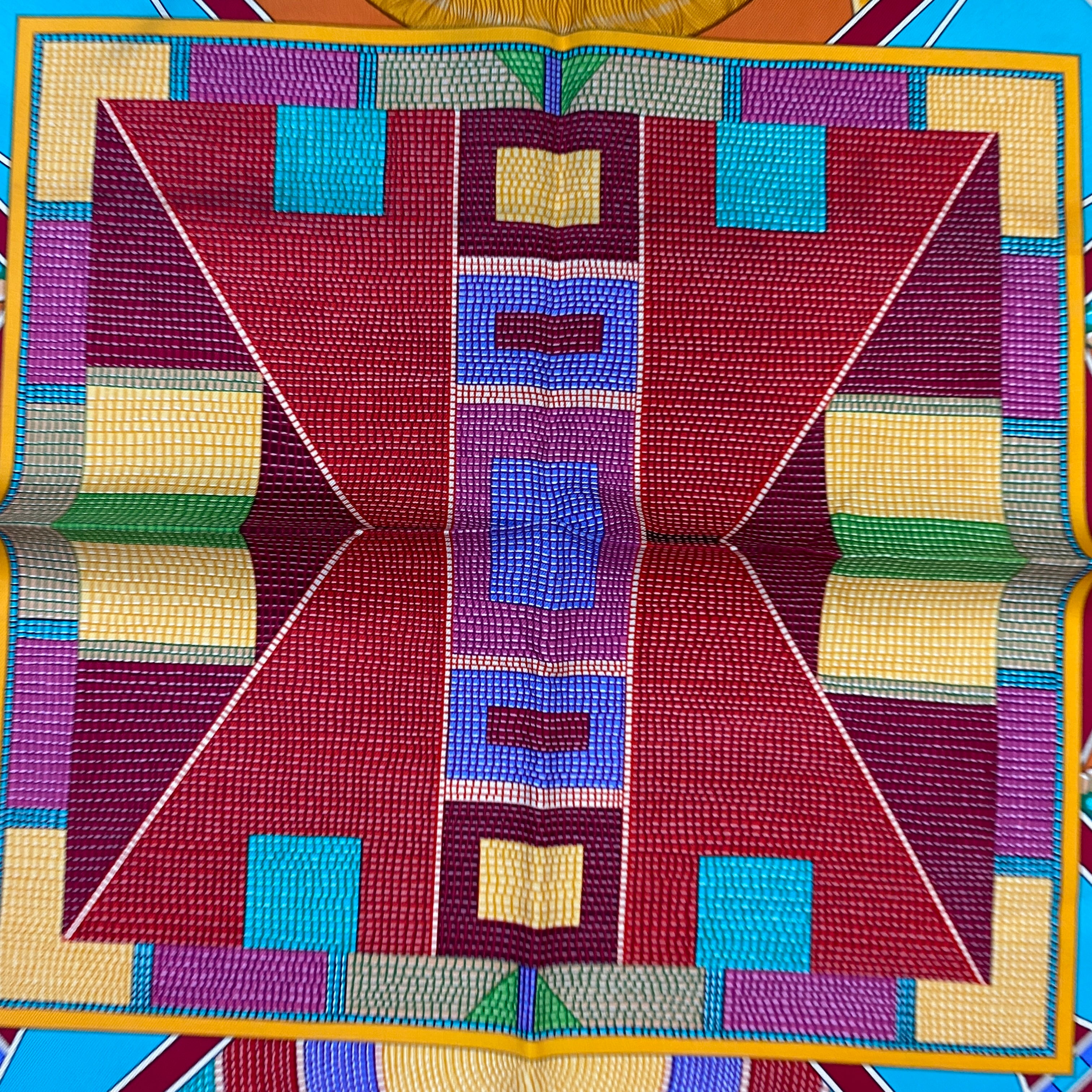 Hermes Orange L'Art Indien Des Plaines Silk Twill 90 Scarf