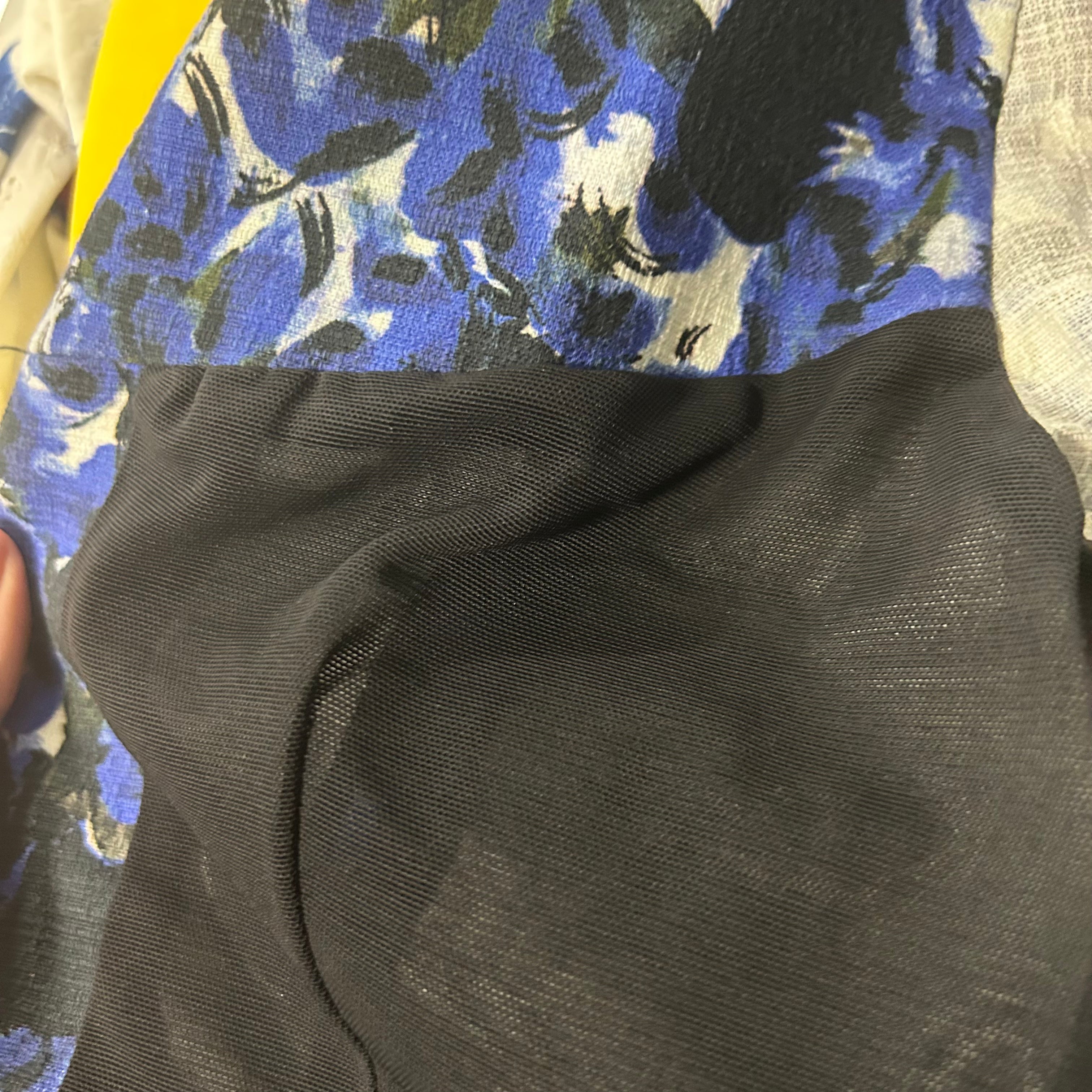 Erdem Blue & Black Floral Cotton Weave Midi Dress S