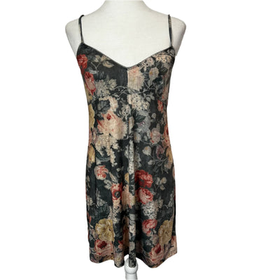 Zimmermann Smoke Floral Silk Chiffon Ruffle Midi Dress M