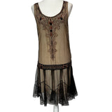 Galliano x Christian Dior Black & Nude Embellished Dress XS