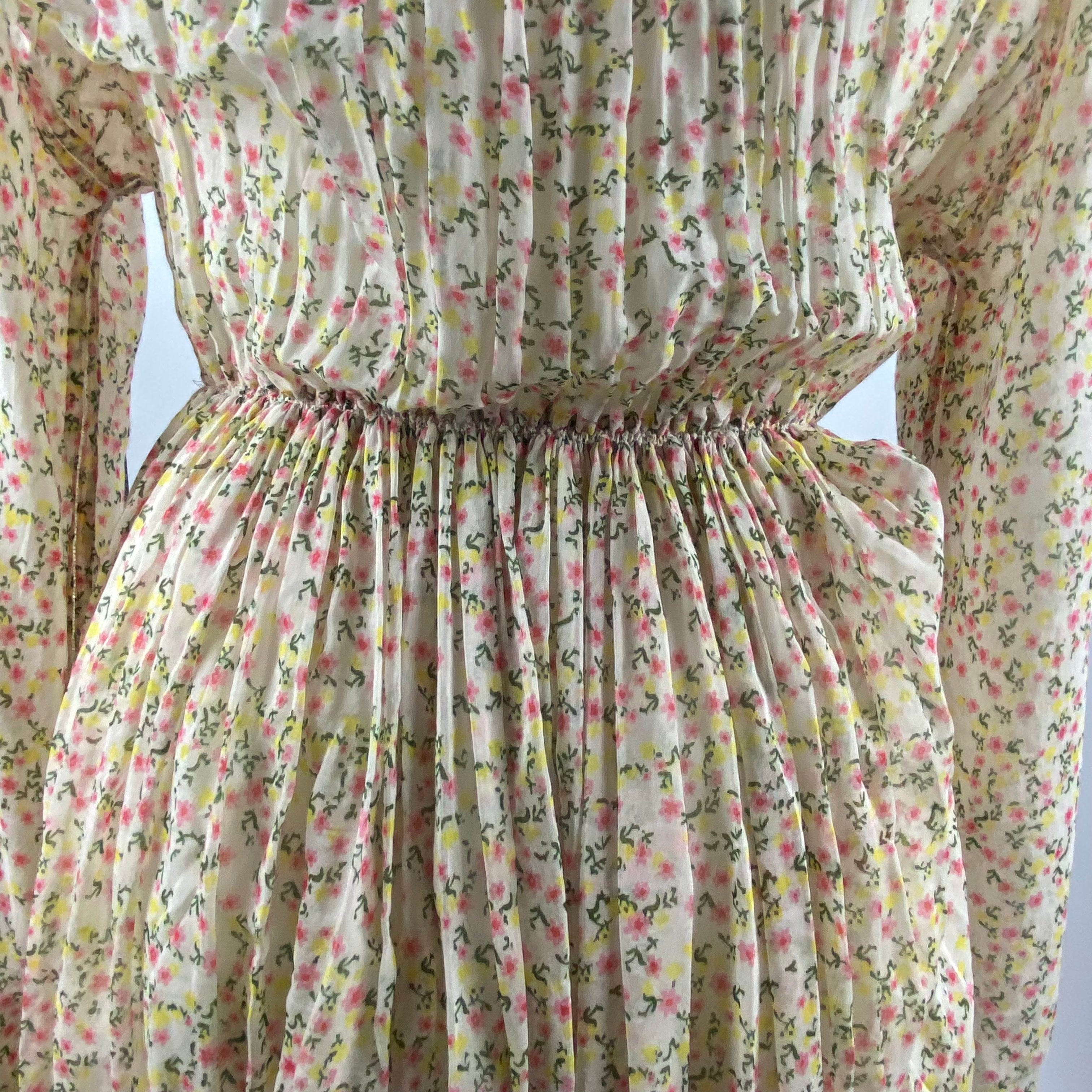 Pero £1200 Cream Ditzy Floral Silk & Cotton Maxi Dress S