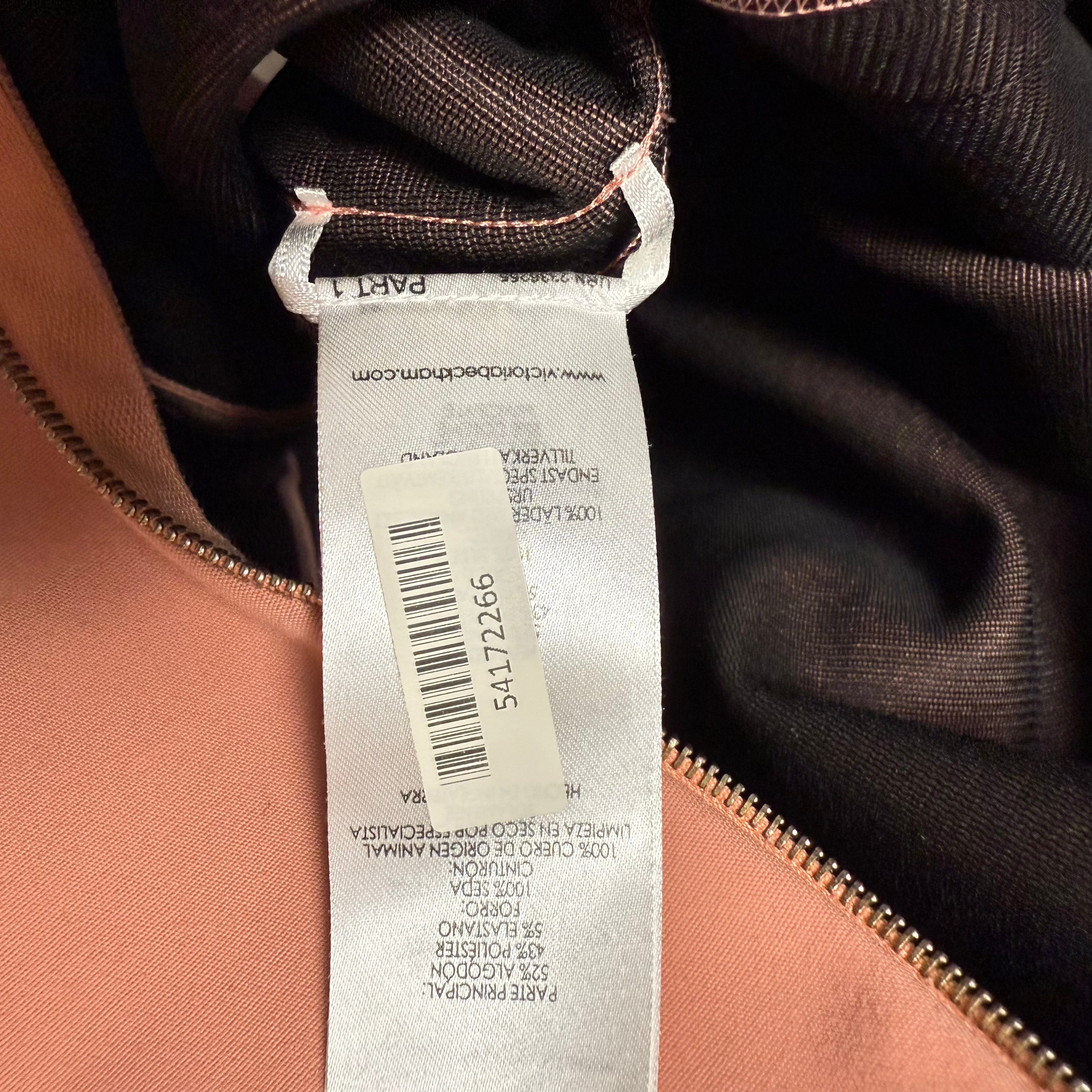 Victoria Beckham Plaster Pink Zip Back Midi Dress XS