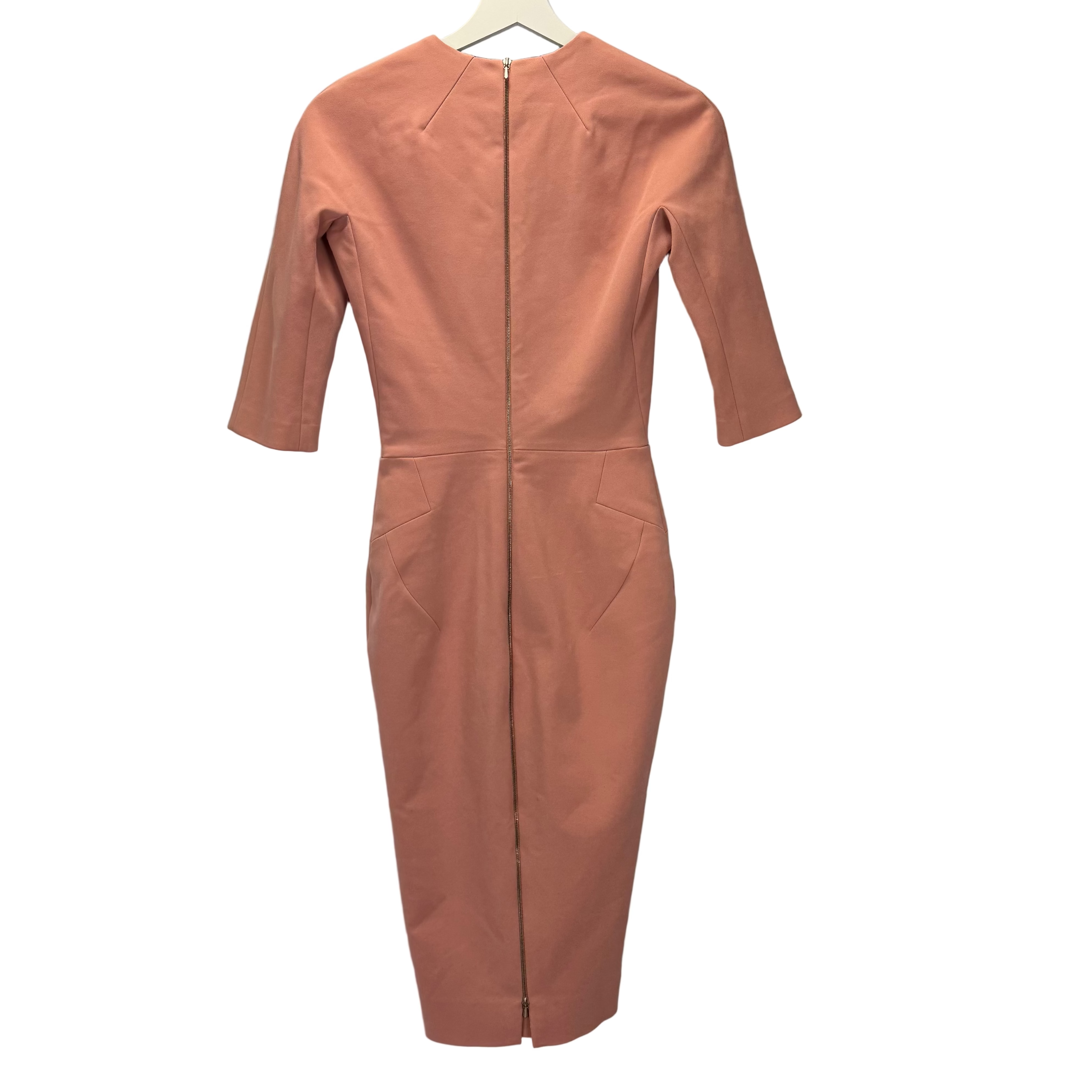 Victoria Beckham Plaster Pink Zip Back Midi Dress XS